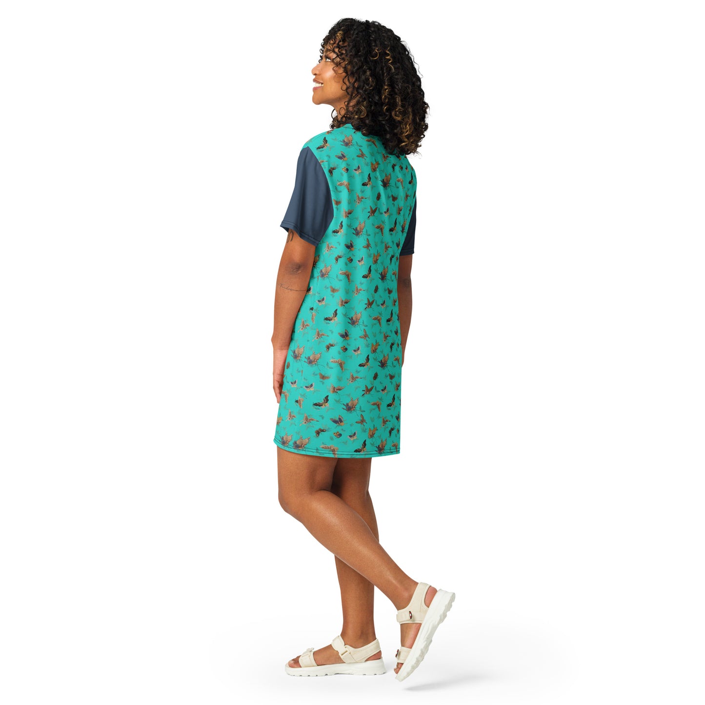 Butterfly dancing｜T-shirt dress｜Turquoise