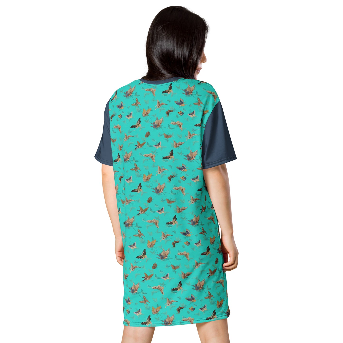 Butterfly dancing｜T-shirt dress｜Turquoise