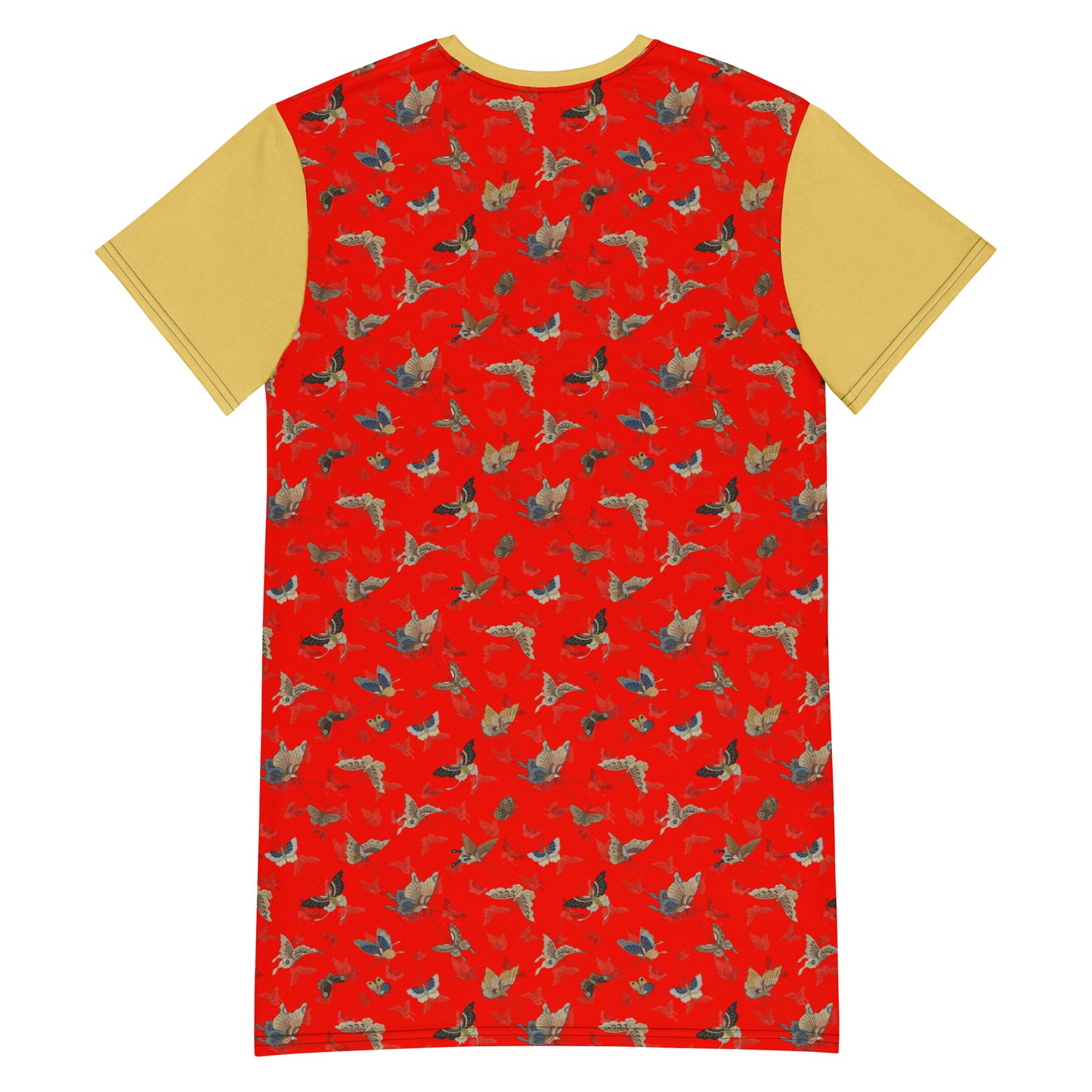 Butterfly dancing｜T-shirt dress｜Garnet red