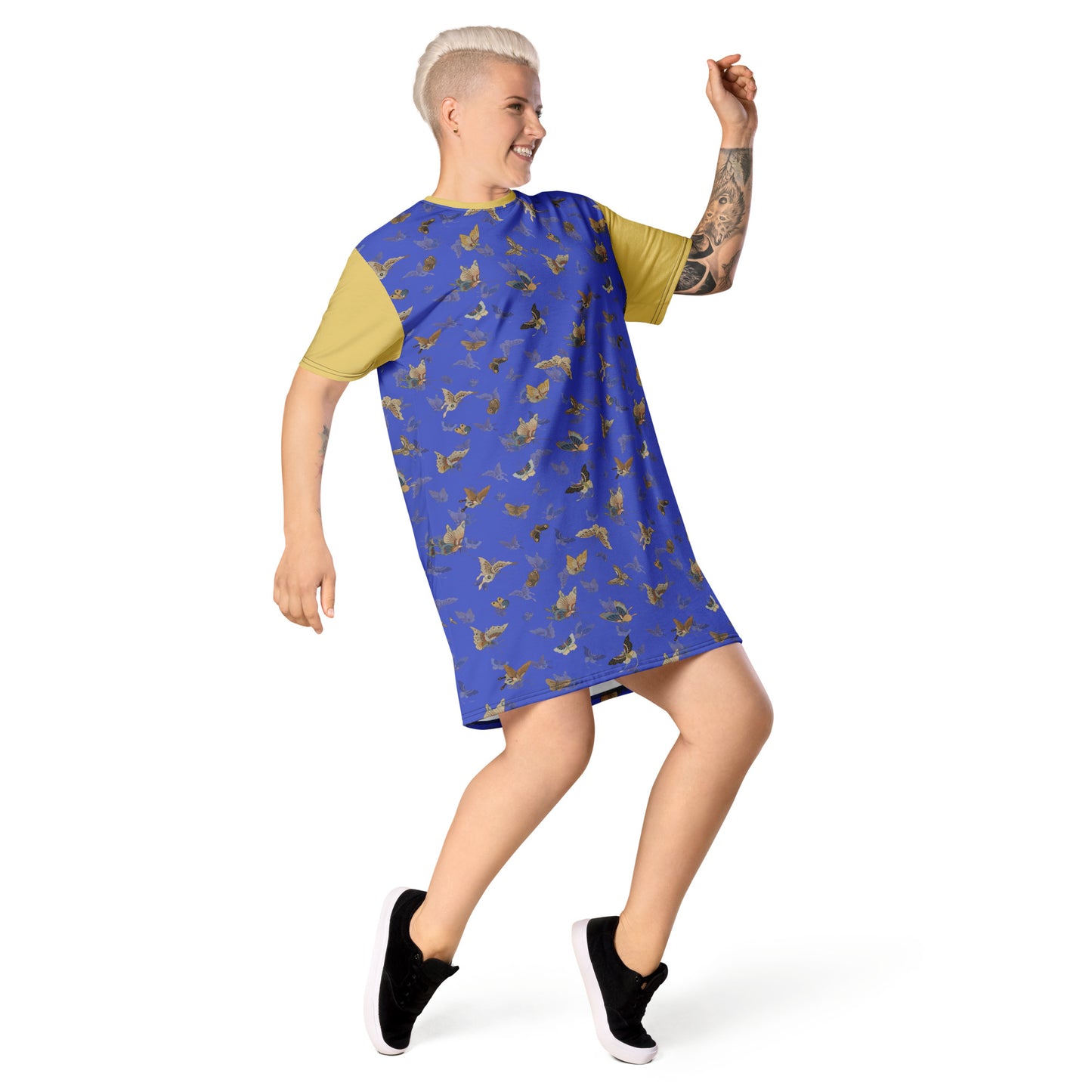 Butterfly dancing｜T-shirt dress｜Royal blue