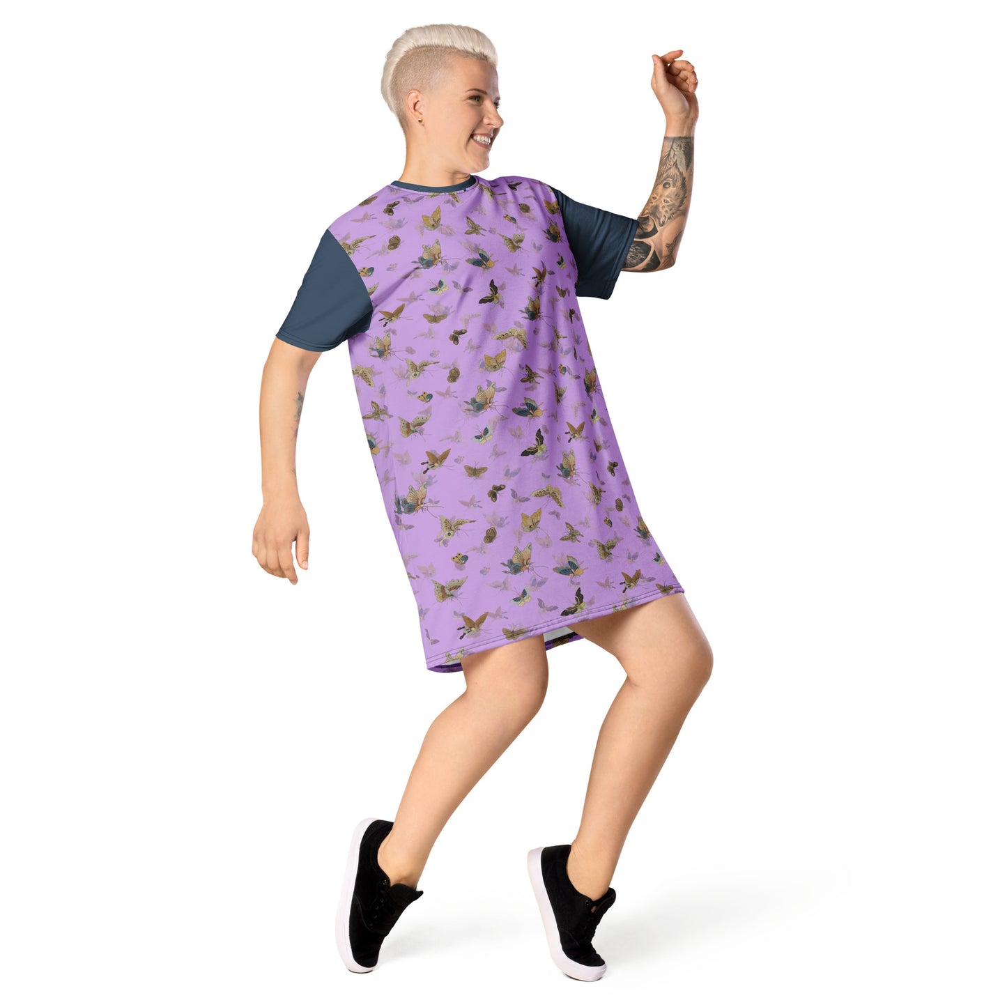 Butterfly dancing｜T-shirt dress｜Lilac