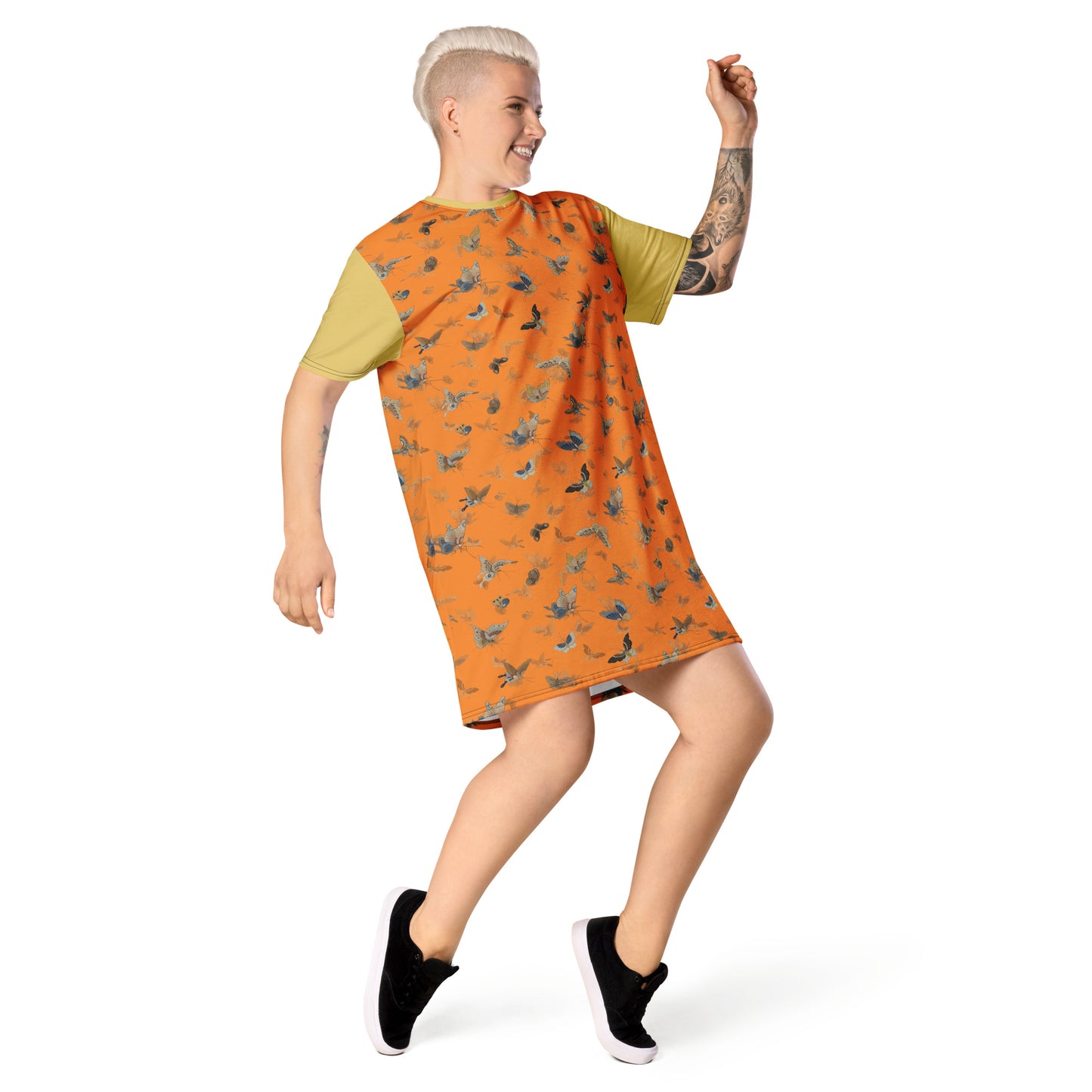 Butterfly dancing｜T-shirt dress｜Orange