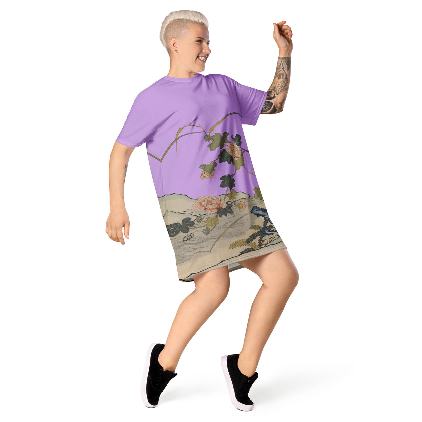 Kesi Flower Album｜Hibiscus by the Water｜T-shirt dress｜Lilac