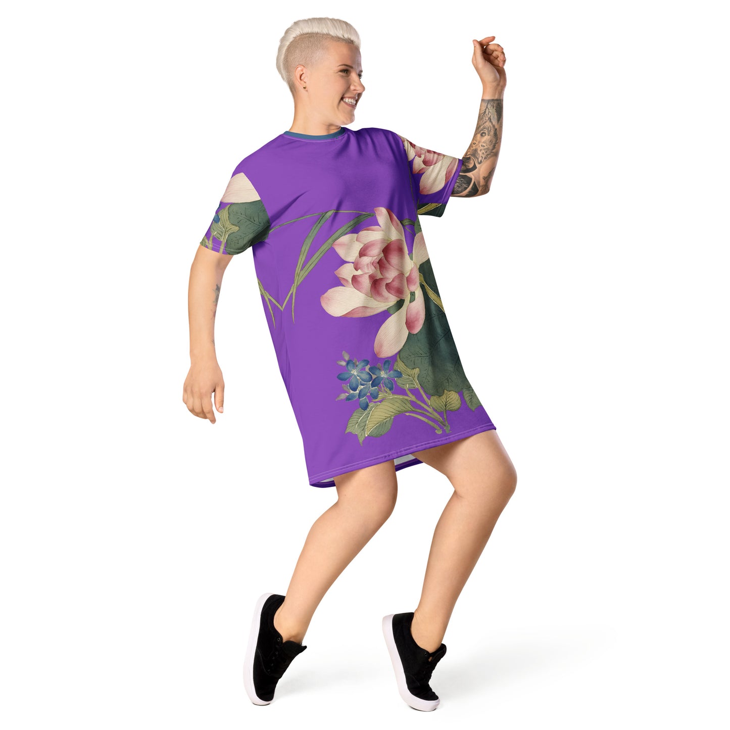 The Spirit of Flowers in Twelve Months｜Lotus in Bloom｜T-shirt dress｜Purple