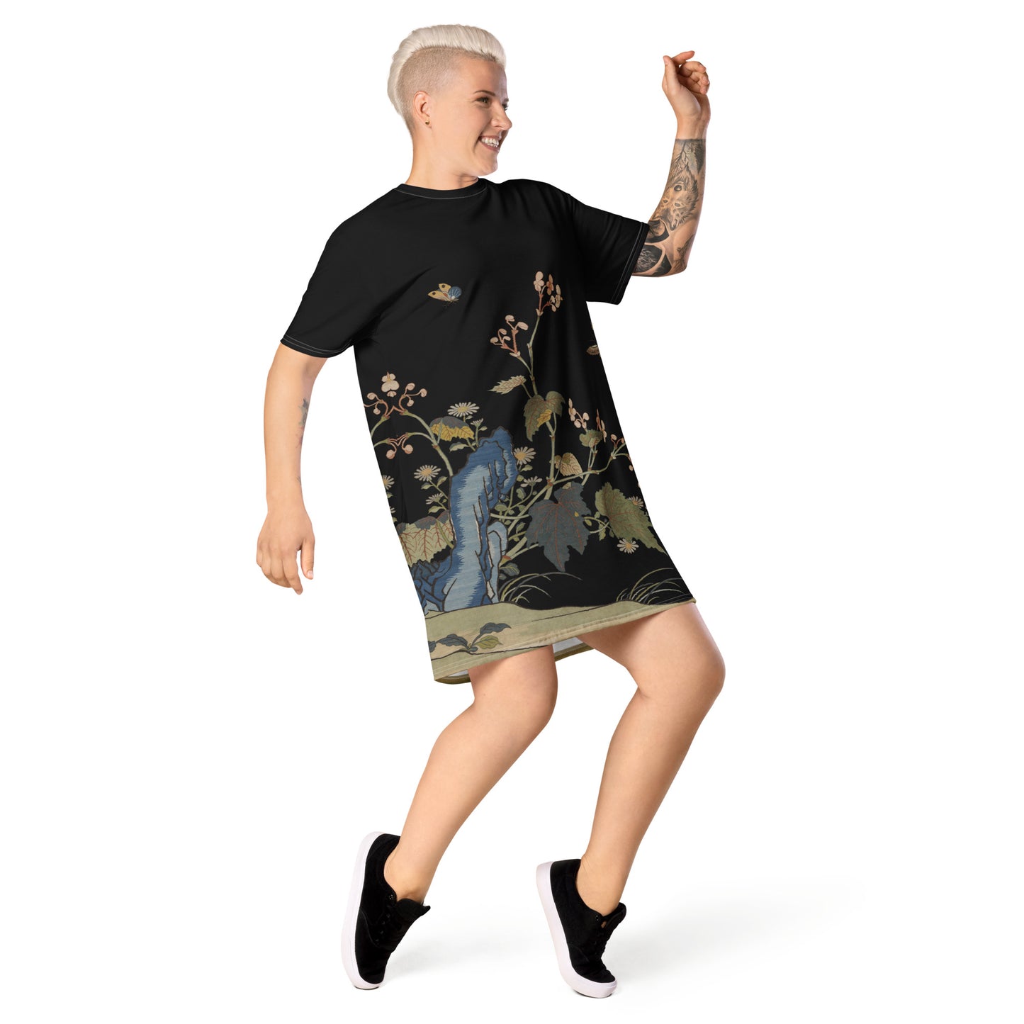 Kesi Flower Album｜Begonia Blossoms｜T-shirt dress｜Black