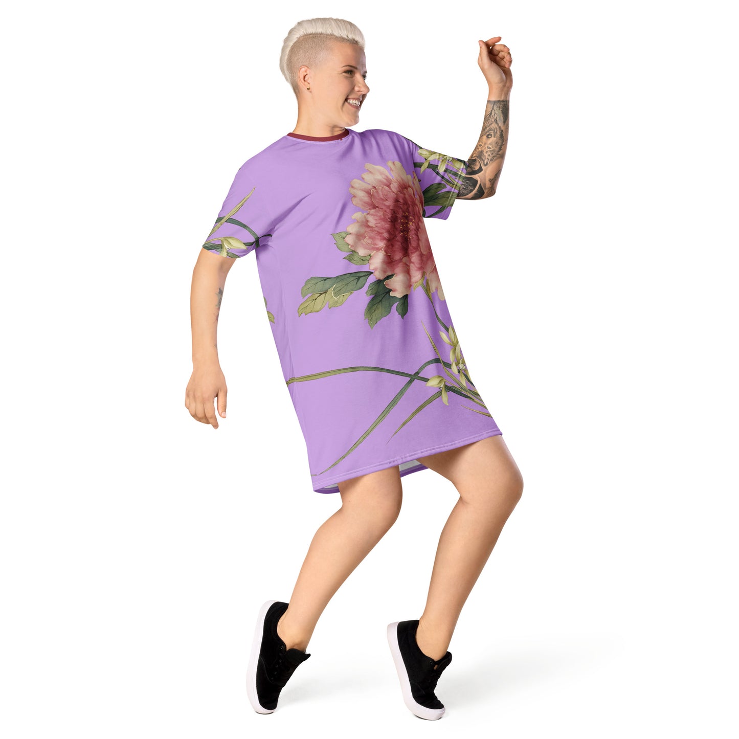 The Spirit of Flowers in Twelve Months｜Orchid and Tree Peony in Bloom｜T-shirt dress｜Lilac