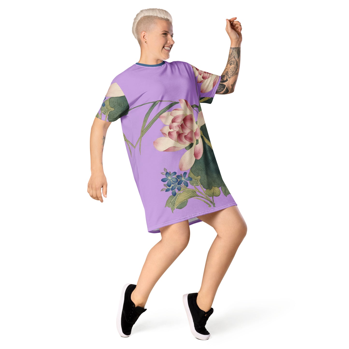 The Spirit of Flowers in Twelve Months｜Lotus in Bloom｜T-shirt dress｜Lilac