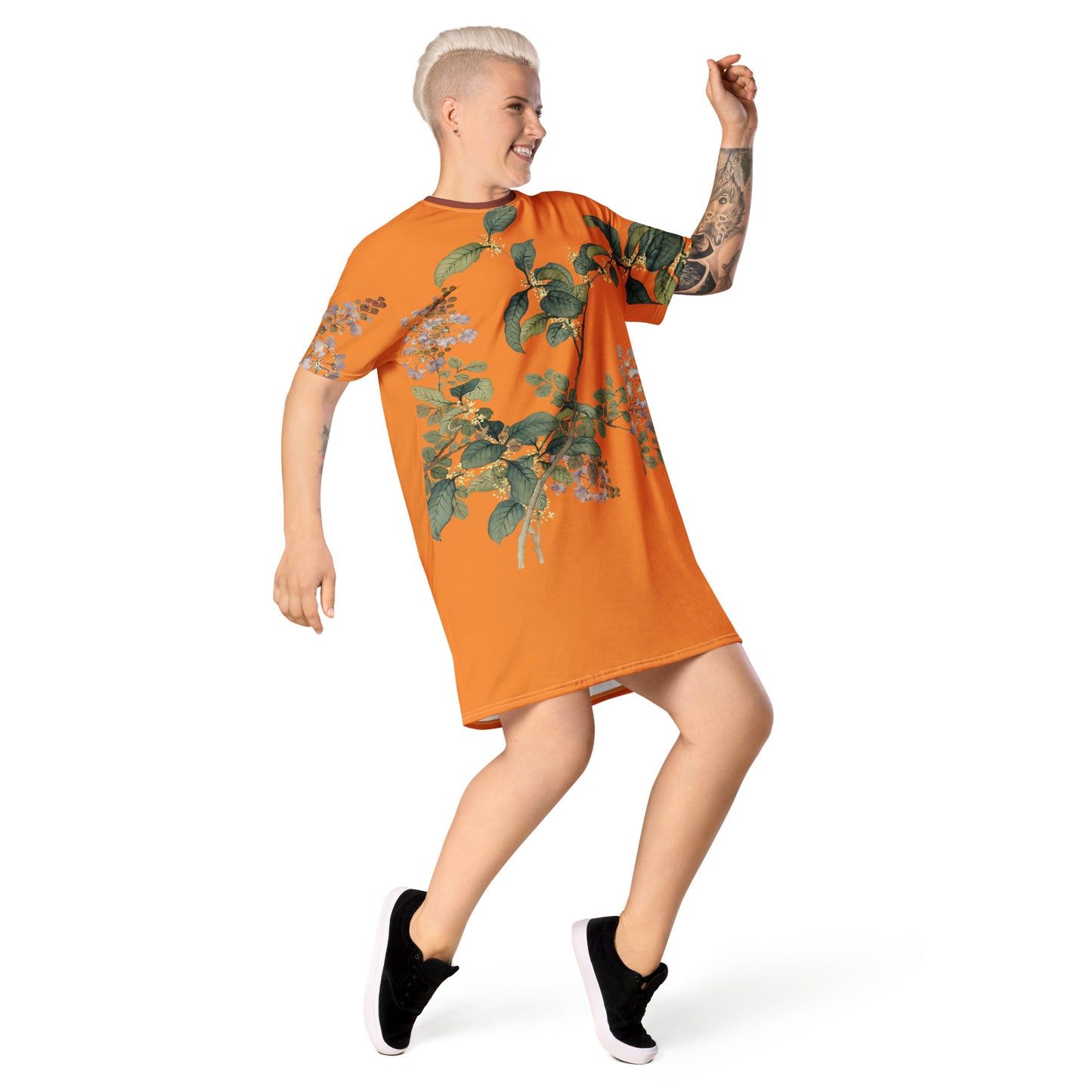 The Spirit of Flowers in Twelve Months｜Osmanthus and Crape Myrtle in Bloom｜T-shirt dress｜Orange