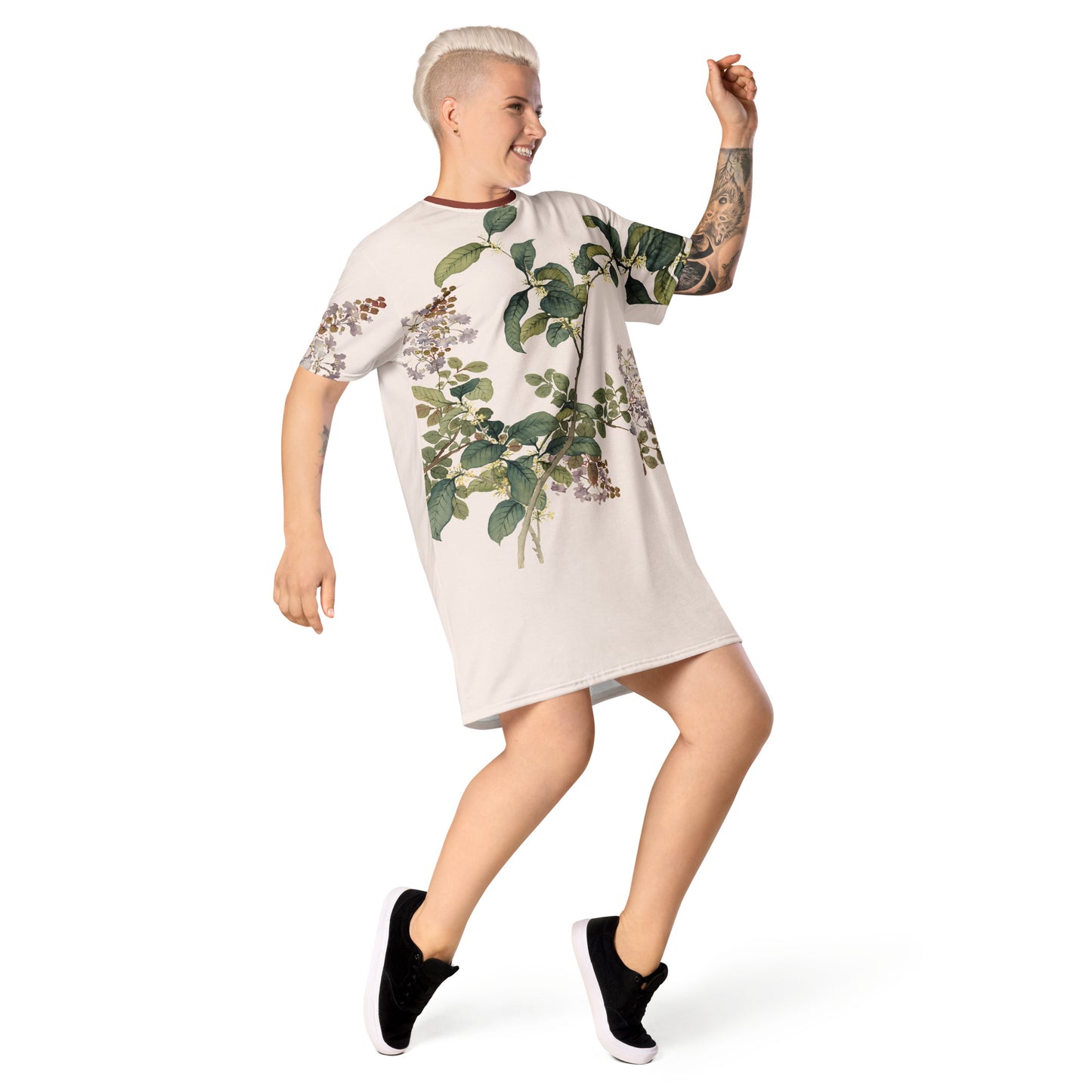 The Spirit of Flowers in Twelve Months｜Osmanthus and Crape Myrtle in Bloom｜T-shirt dress｜Fish belly white