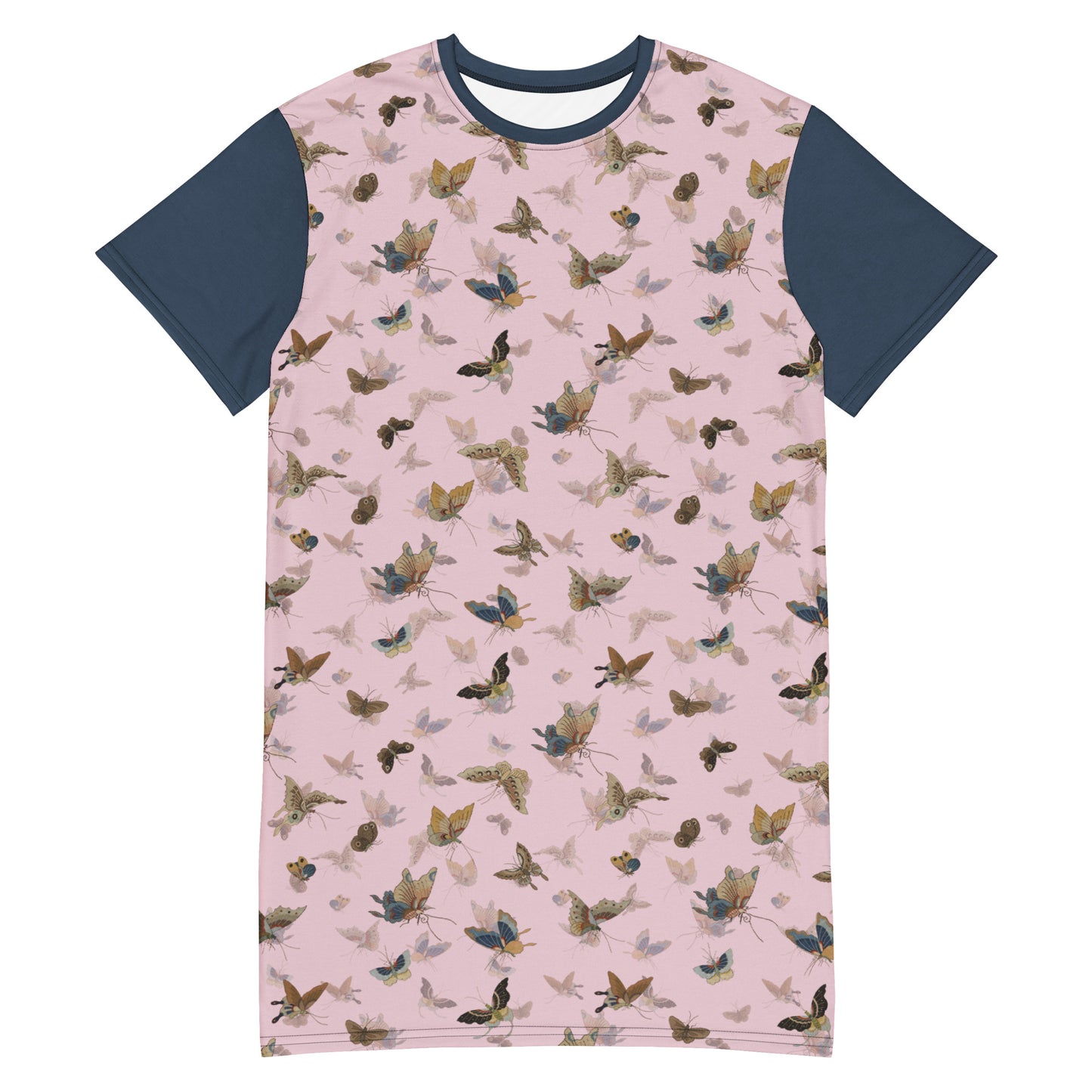 Butterfly dancing｜T-shirt dress｜Pale pinkish gray