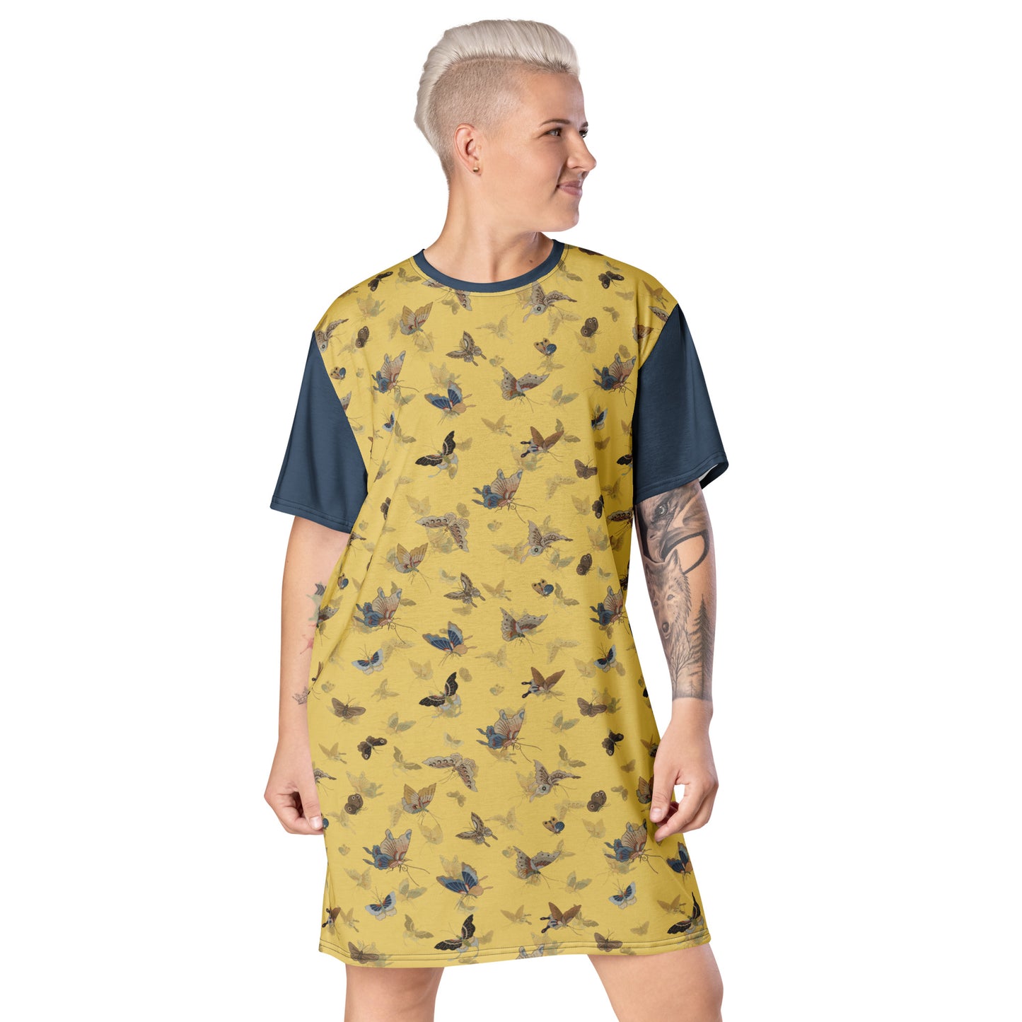 Butterfly dancing｜T-shirt dress｜Gold