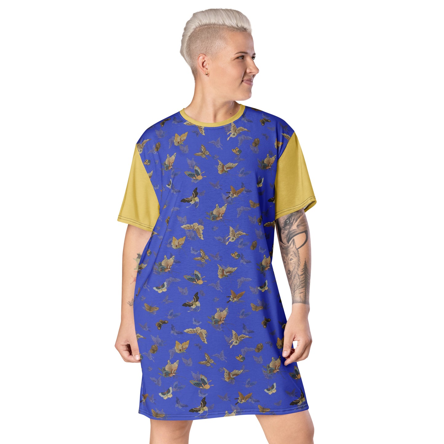 Butterfly dancing｜T-shirt dress｜Royal blue