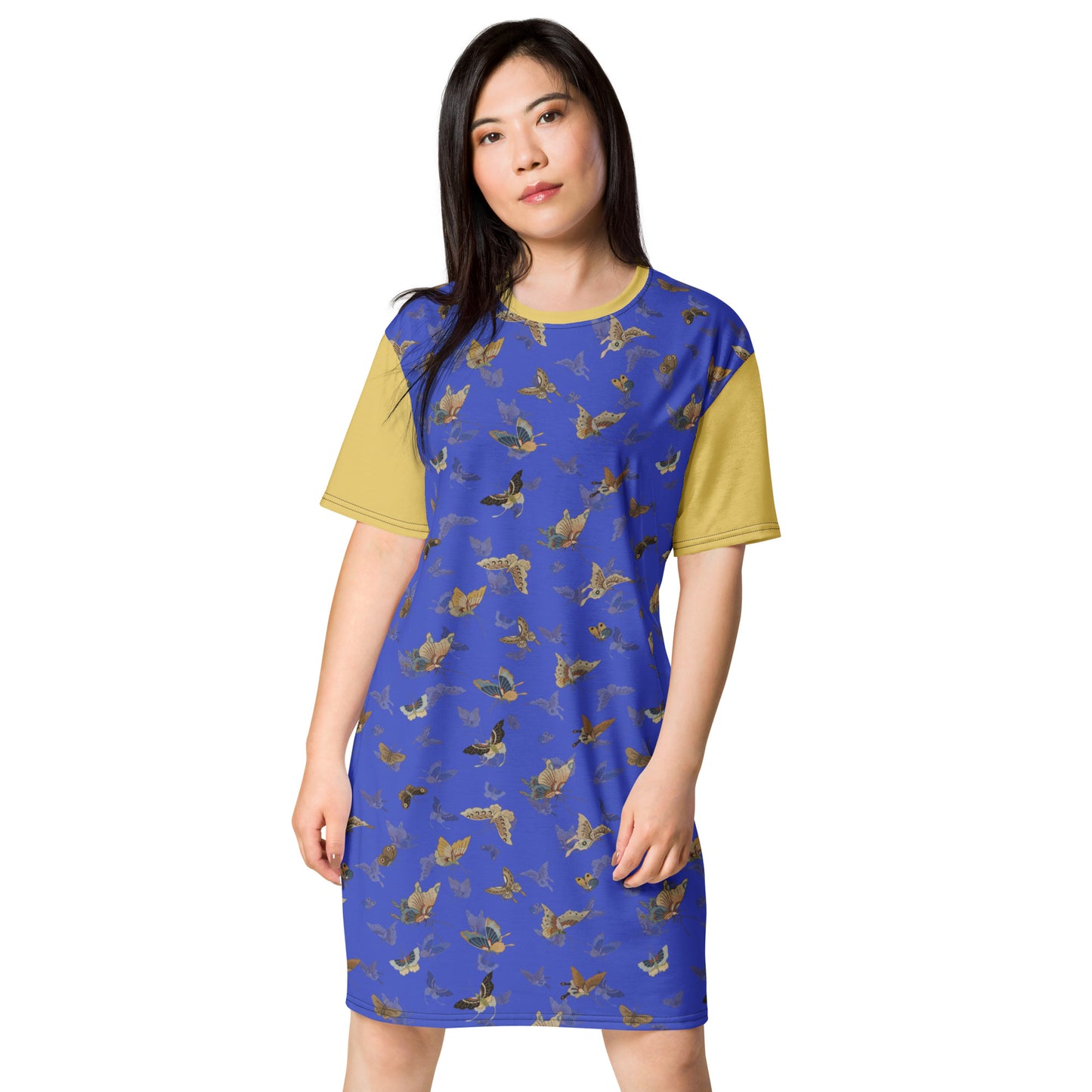 Butterfly dancing｜T-shirt dress｜Royal blue