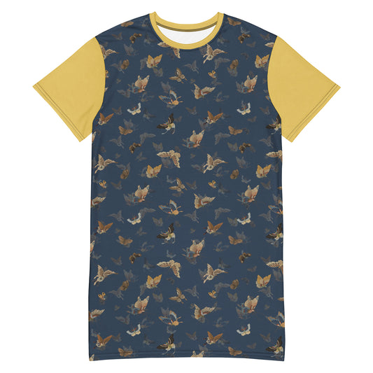 Butterfly dancing｜T-shirt dress｜Dark blue