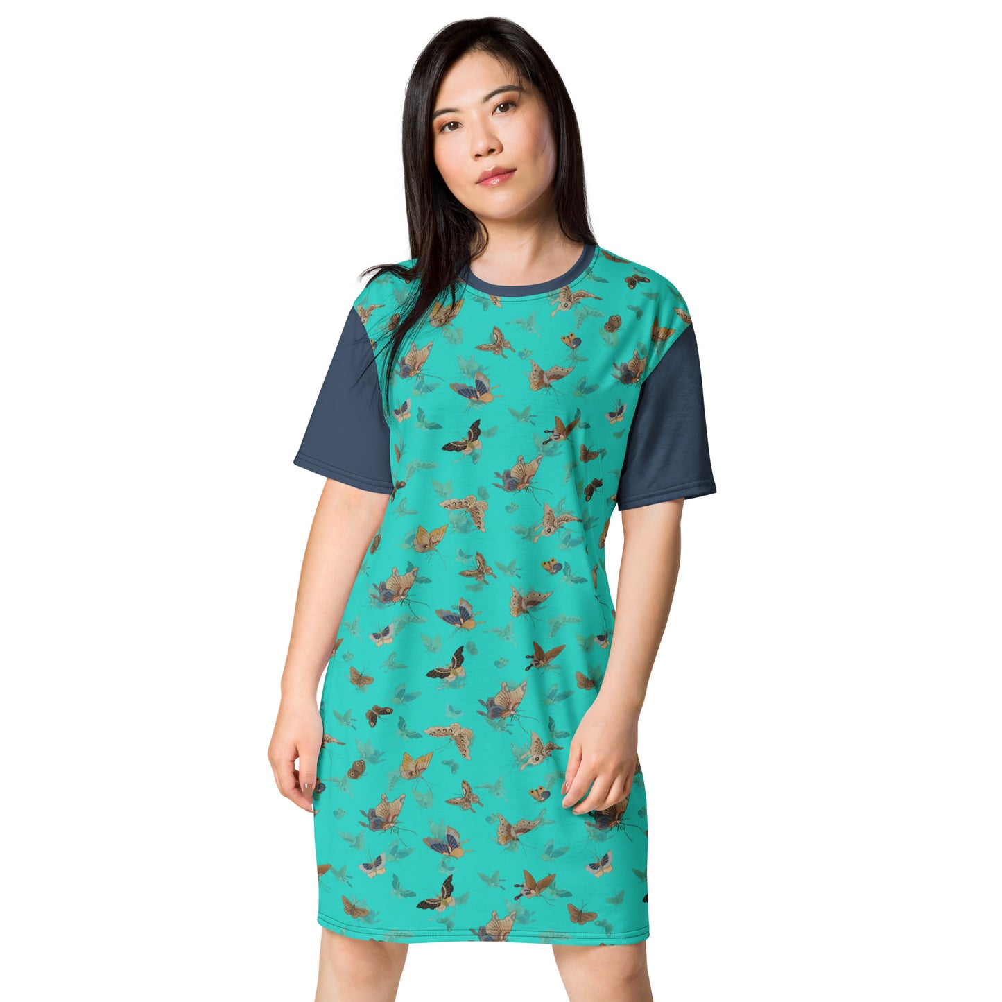 Butterfly dancing｜T-shirt dress｜Turquoise