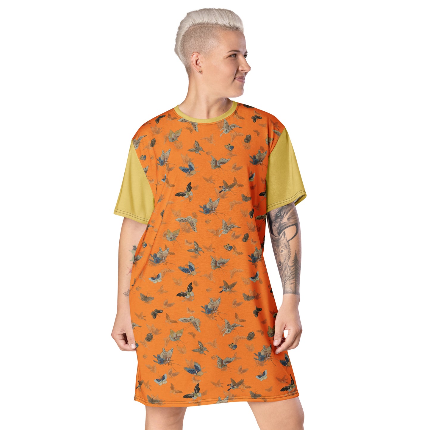 Butterfly dancing｜T-shirt dress｜Orange