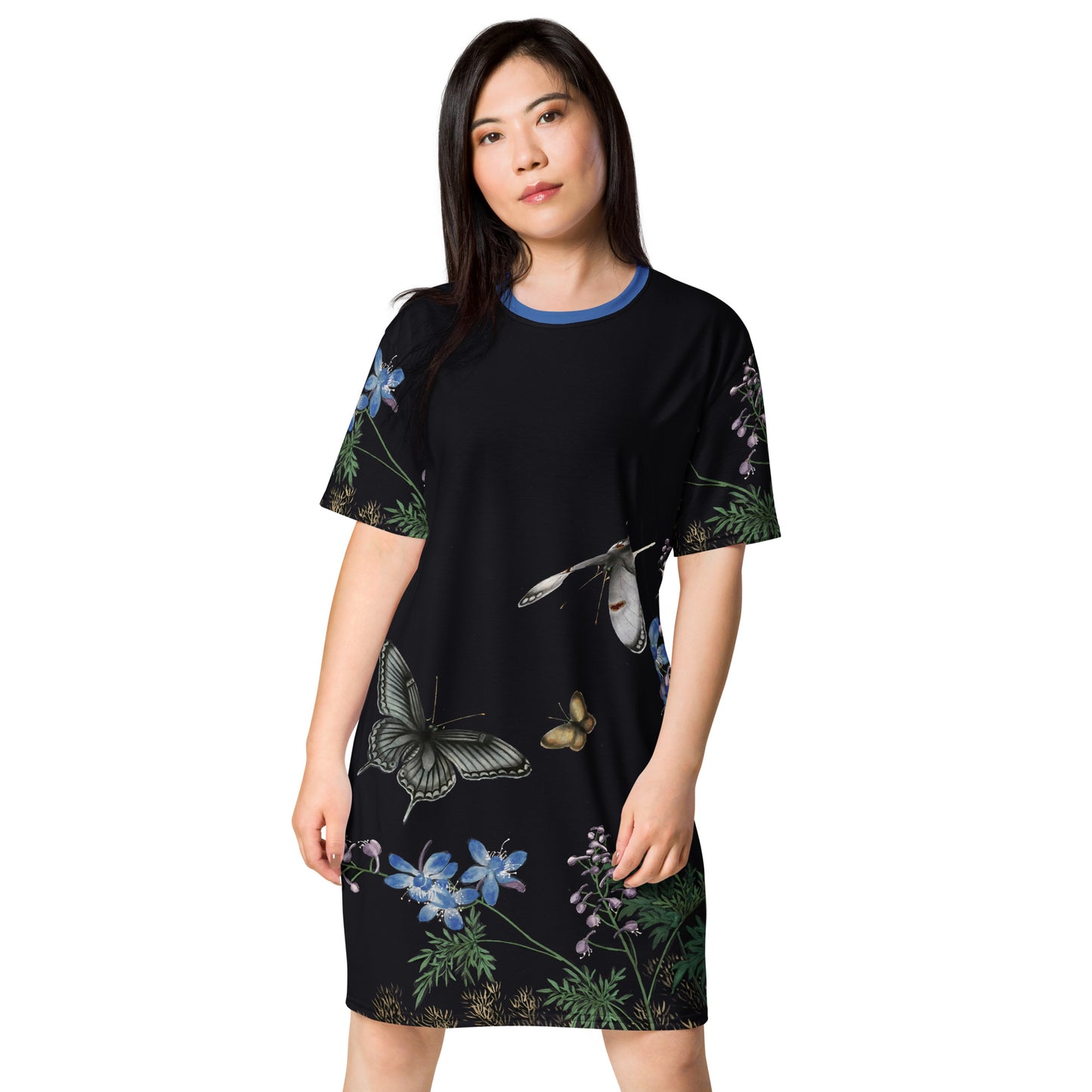 Cats And Butterflies Of Longevity｜Flowers and Butterflies｜T-shirt dress