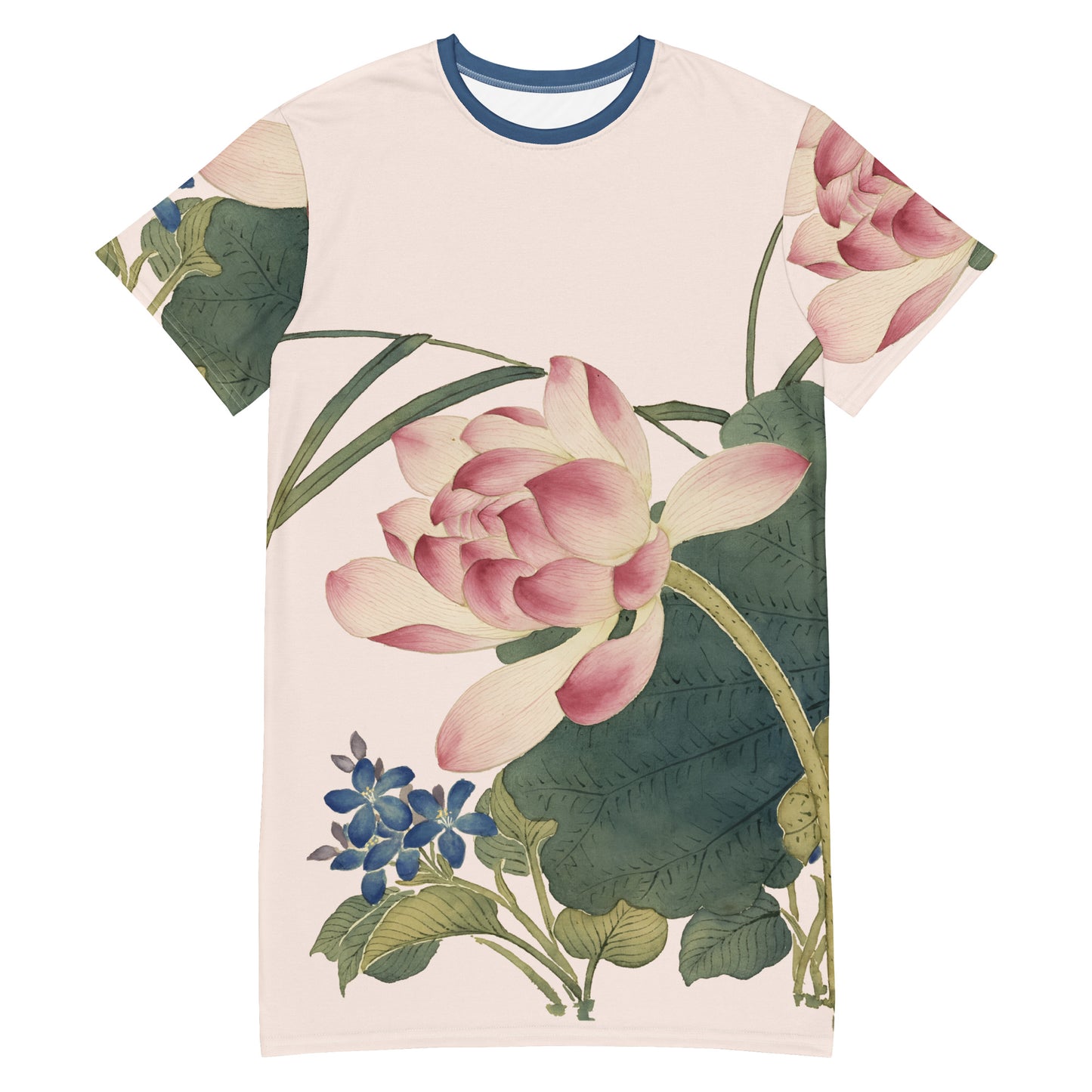 The Spirit of Flowers in Twelve Months｜Lotus in Bloom｜T-shirt dress｜Fish belly white