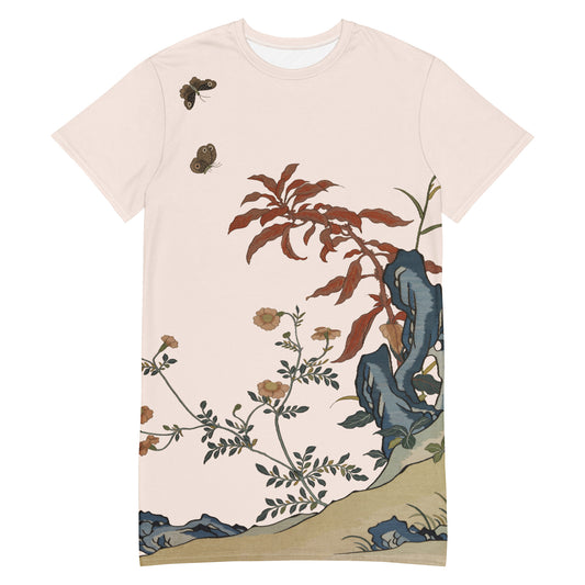 ケシの花アルバム｜蝶と花｜Tシャツドレス｜魚の腹白