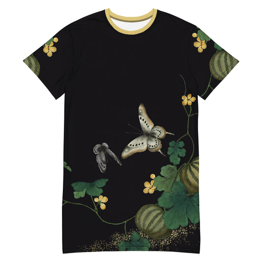 Cats And Butterflies Of Longevity｜Butterfly and Moth｜T-shirt dress