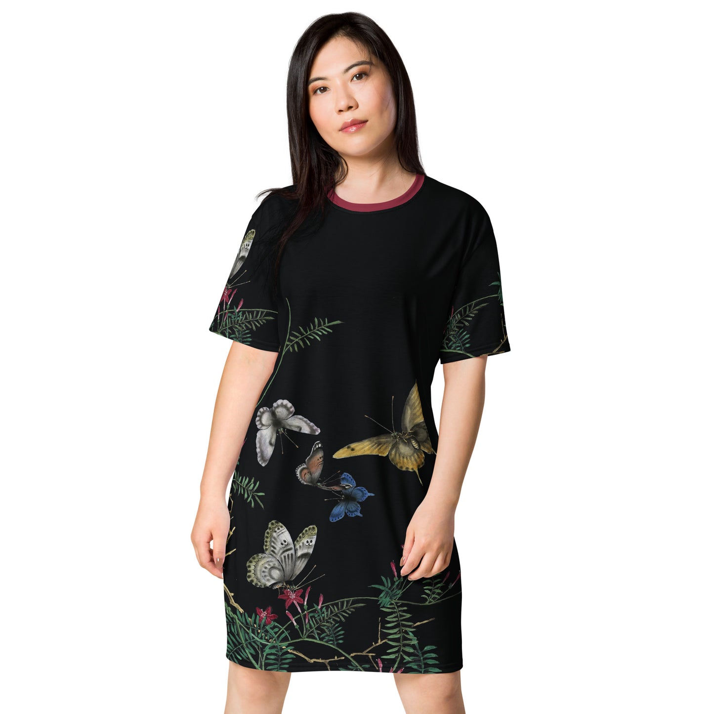 Cats And Butterflies Of Longevity｜Butterflies amidst the Cypress Vine in Bloom｜T-shirt dress