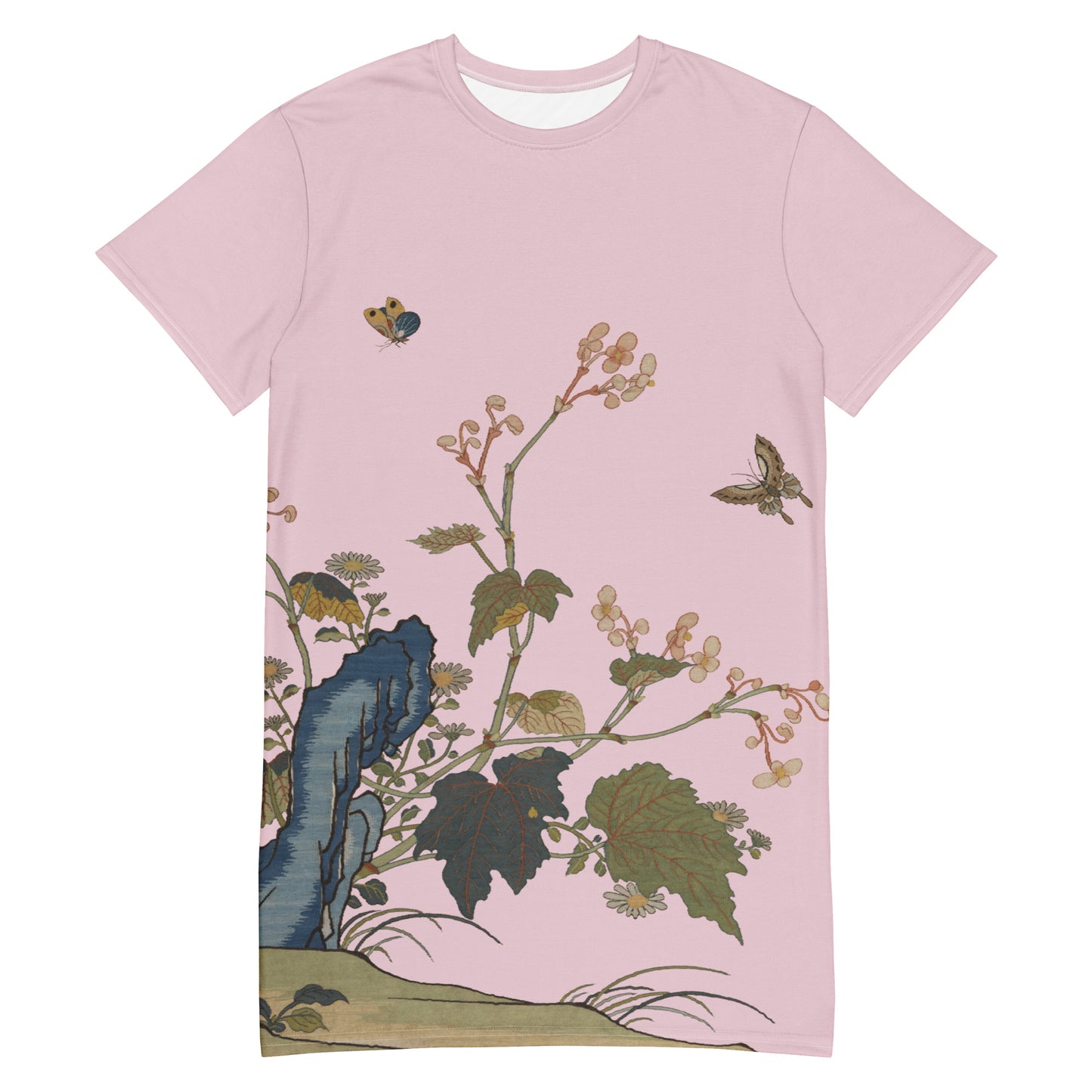 Kesi Flower Album｜Begonia Blossoms｜T-shirt dress｜Pale pinkish gray