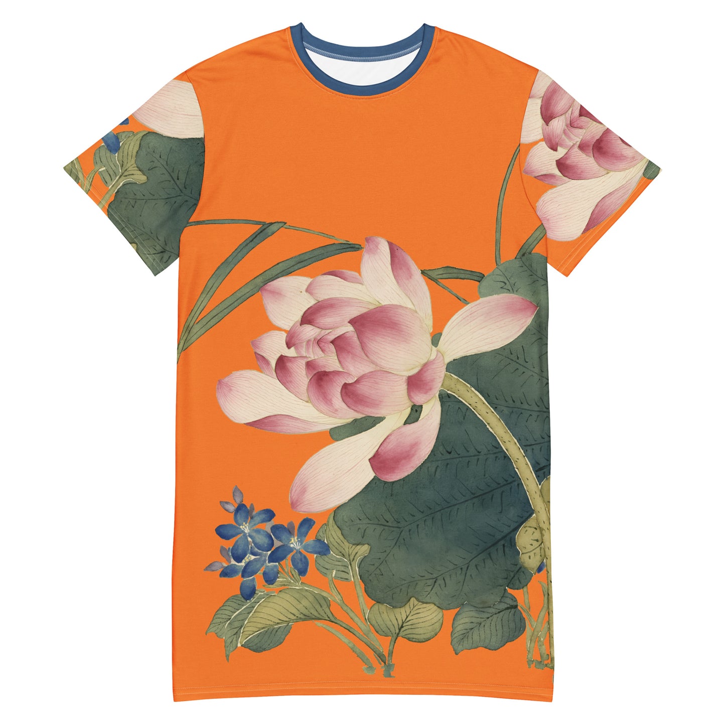 The Spirit of Flowers in Twelve Months｜Lotus in Bloom｜T-shirt dress｜Orange