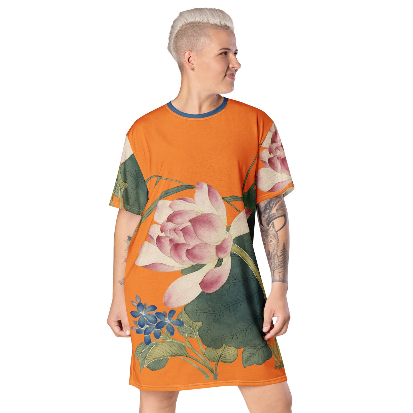 The Spirit of Flowers in Twelve Months｜Lotus in Bloom｜T-shirt dress｜Orange