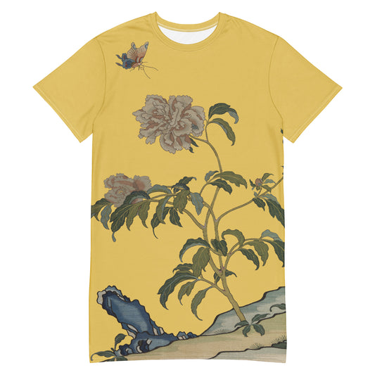 Kesi Flower Album｜Peonies and Butterfly｜T-shirt dress｜Gold