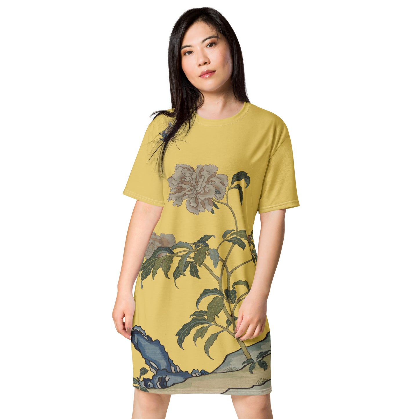 Kesi Flower Album｜Peonies and Butterfly｜T-shirt dress｜Gold