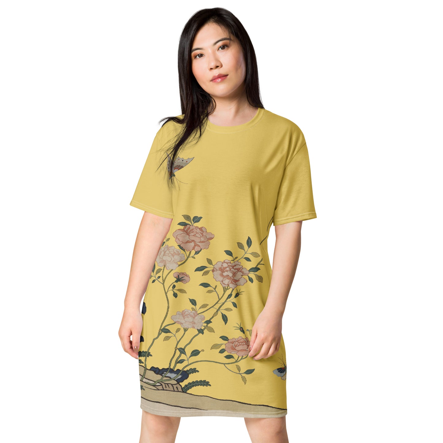 Kesi Flower Album｜Red Roses｜T-shirt dress｜Gold