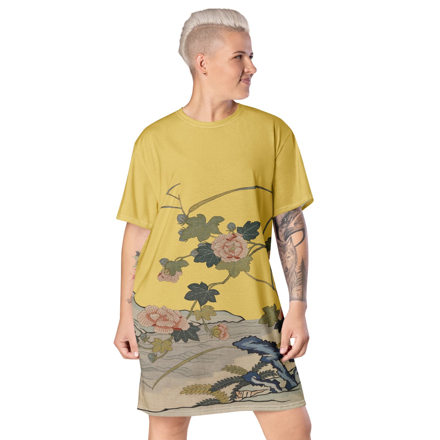 Kesi Flower Album｜Hibiscus by the Water｜T-shirt dress｜Gold