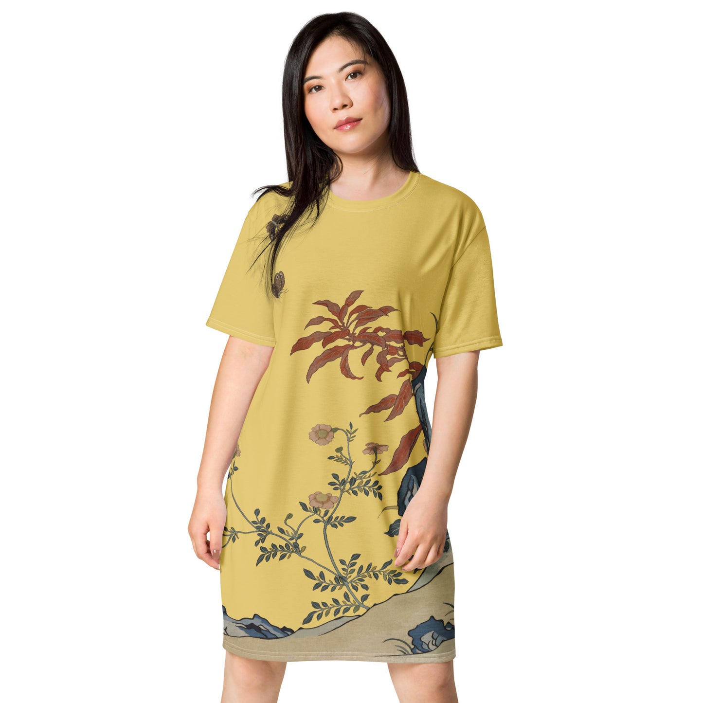 Kesi Flower Album｜Butterflies and Flowers｜T-shirt dress｜Gold