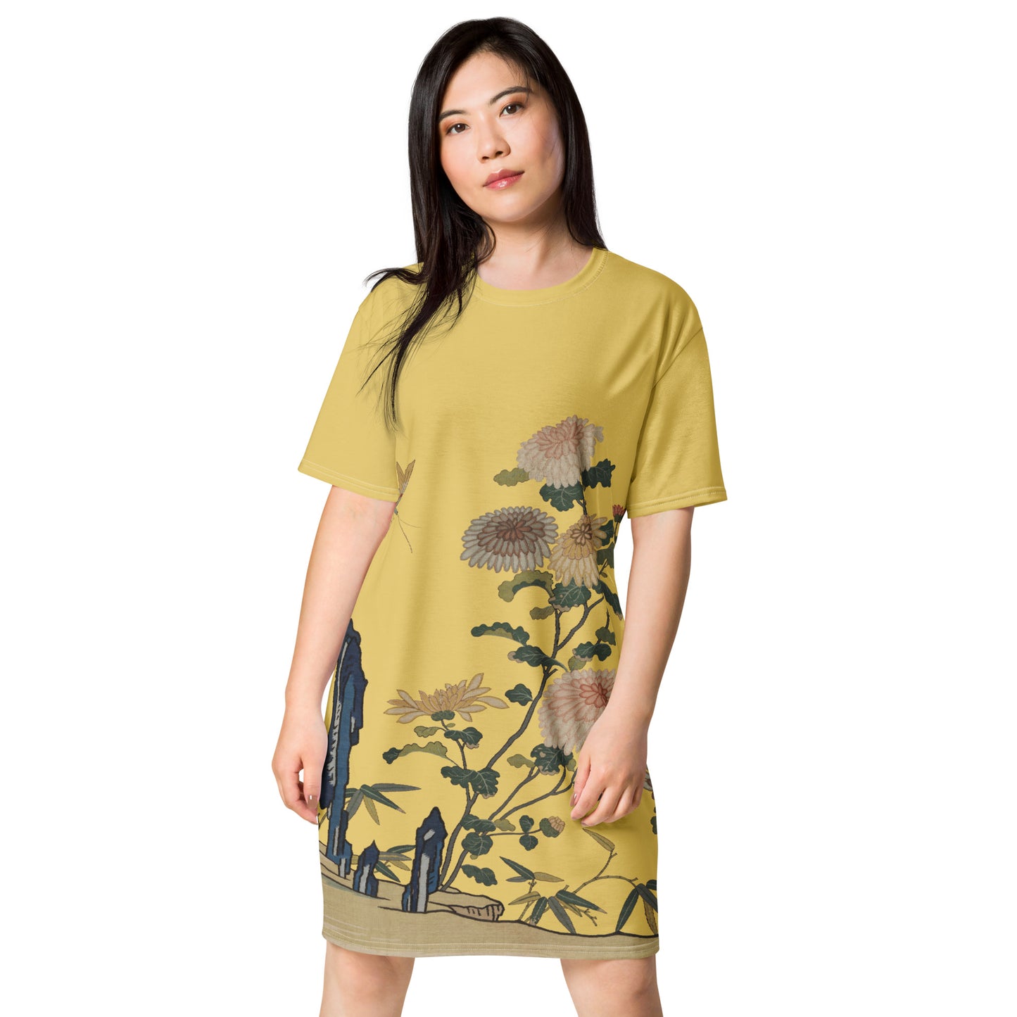 Kesi Flower Album｜Chrysanthemums and Butterflies｜T-shirt dress｜Gold