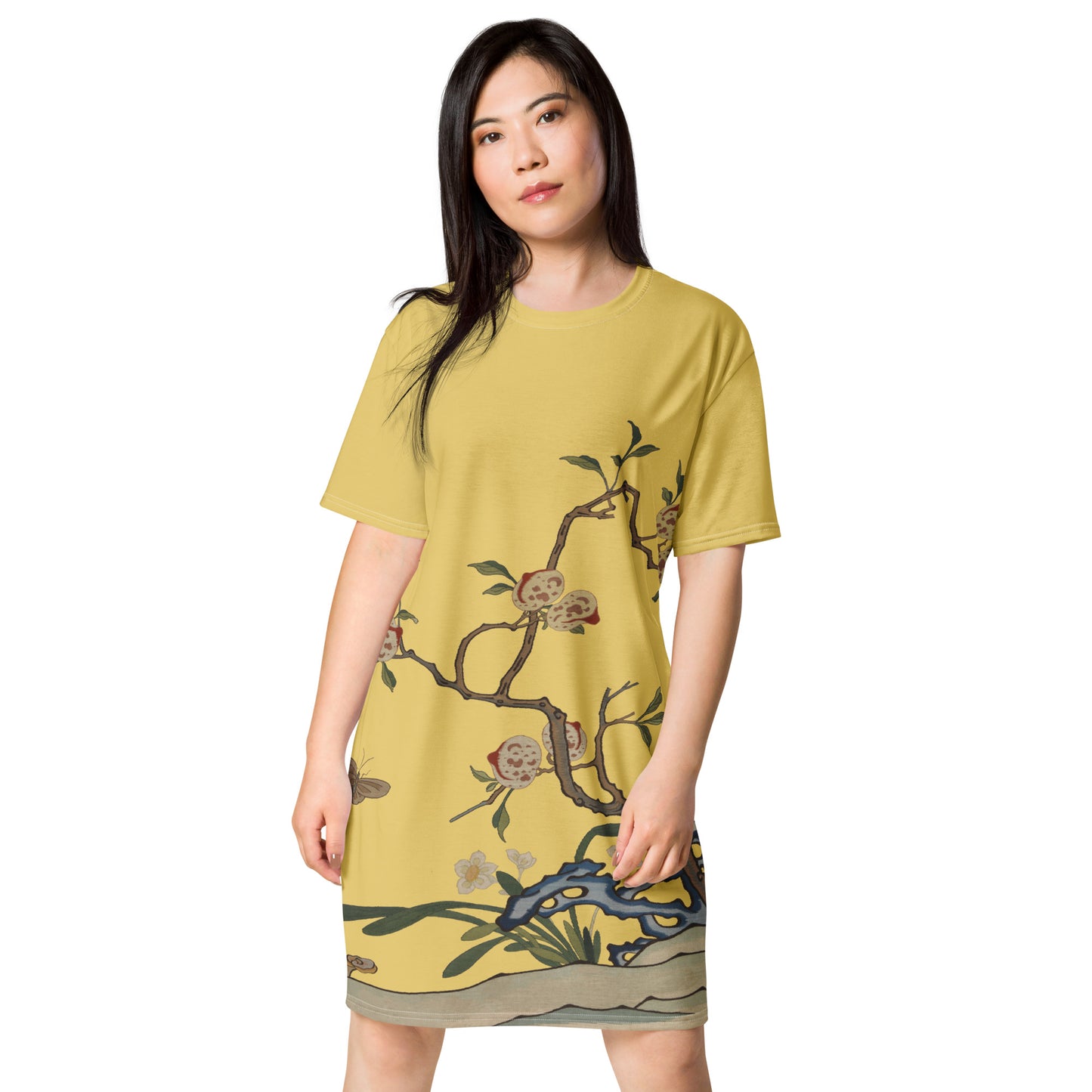 Kesi Flower Album｜Narcissus and Peaches｜T-shirt dress｜Gold