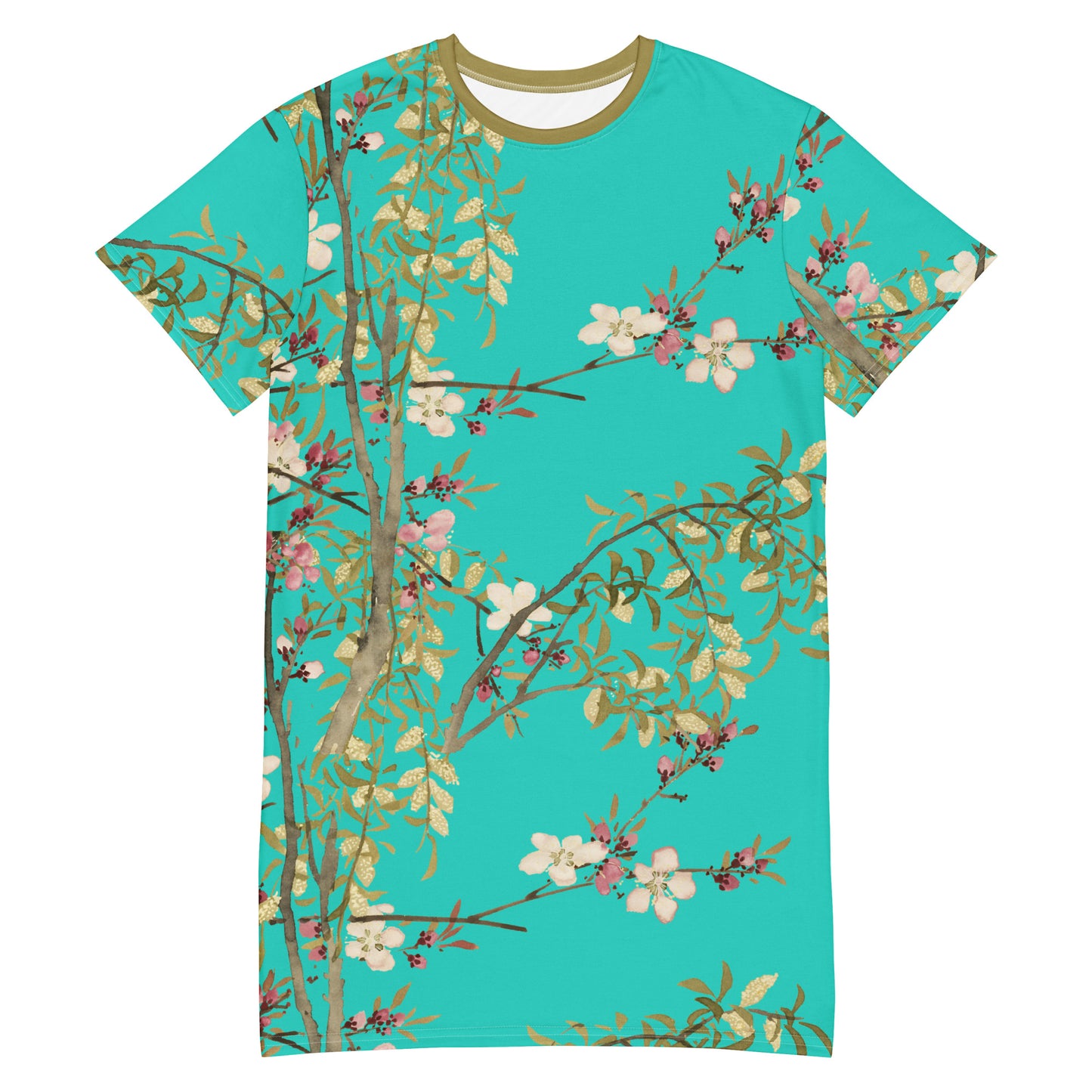 The Spirit of Flowers in Twelve Months｜Willow and Peach Blossom｜T-shirt dress｜Turquoise