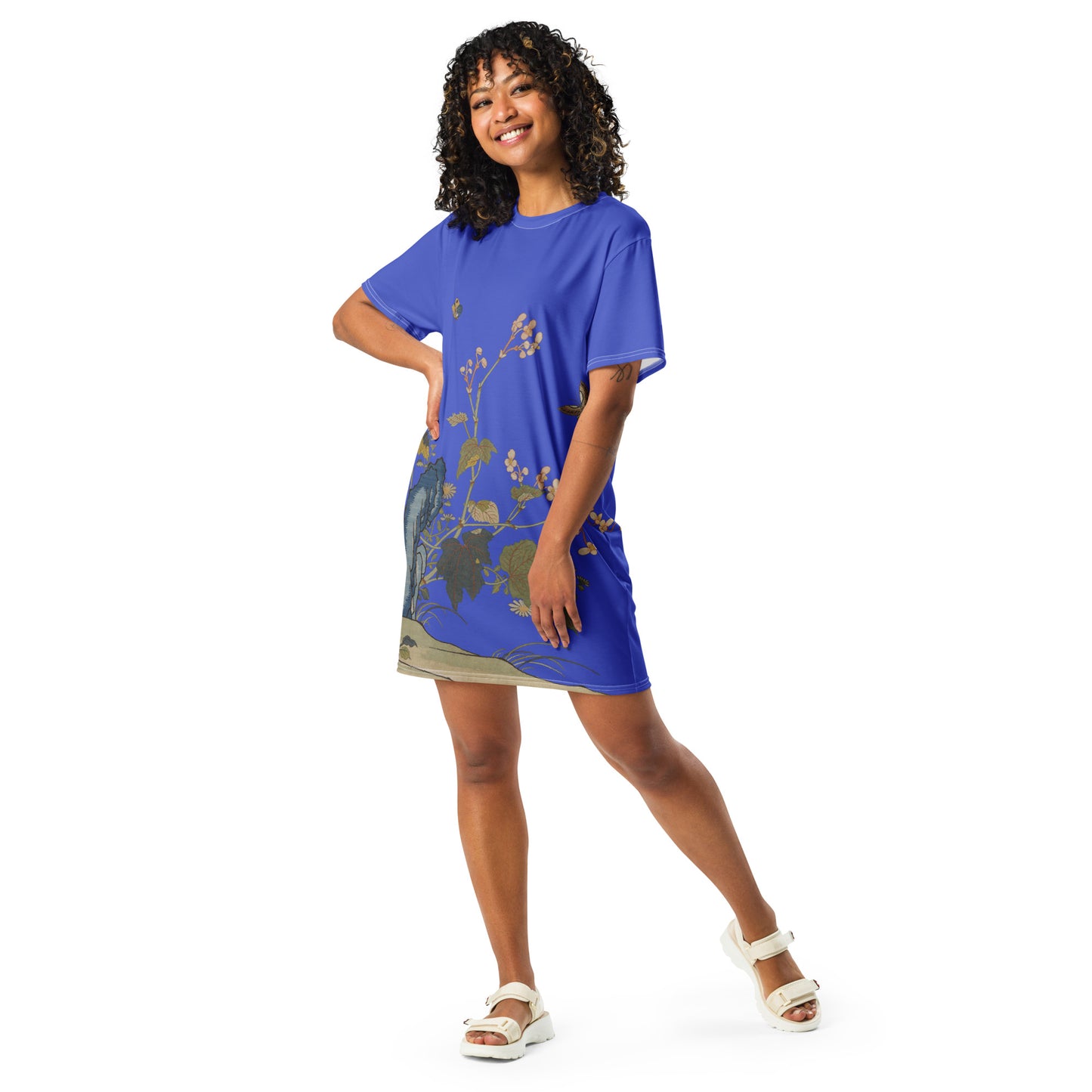 Kesi Flower Album｜Begonia Blossoms｜T-shirt dress｜Royal blue