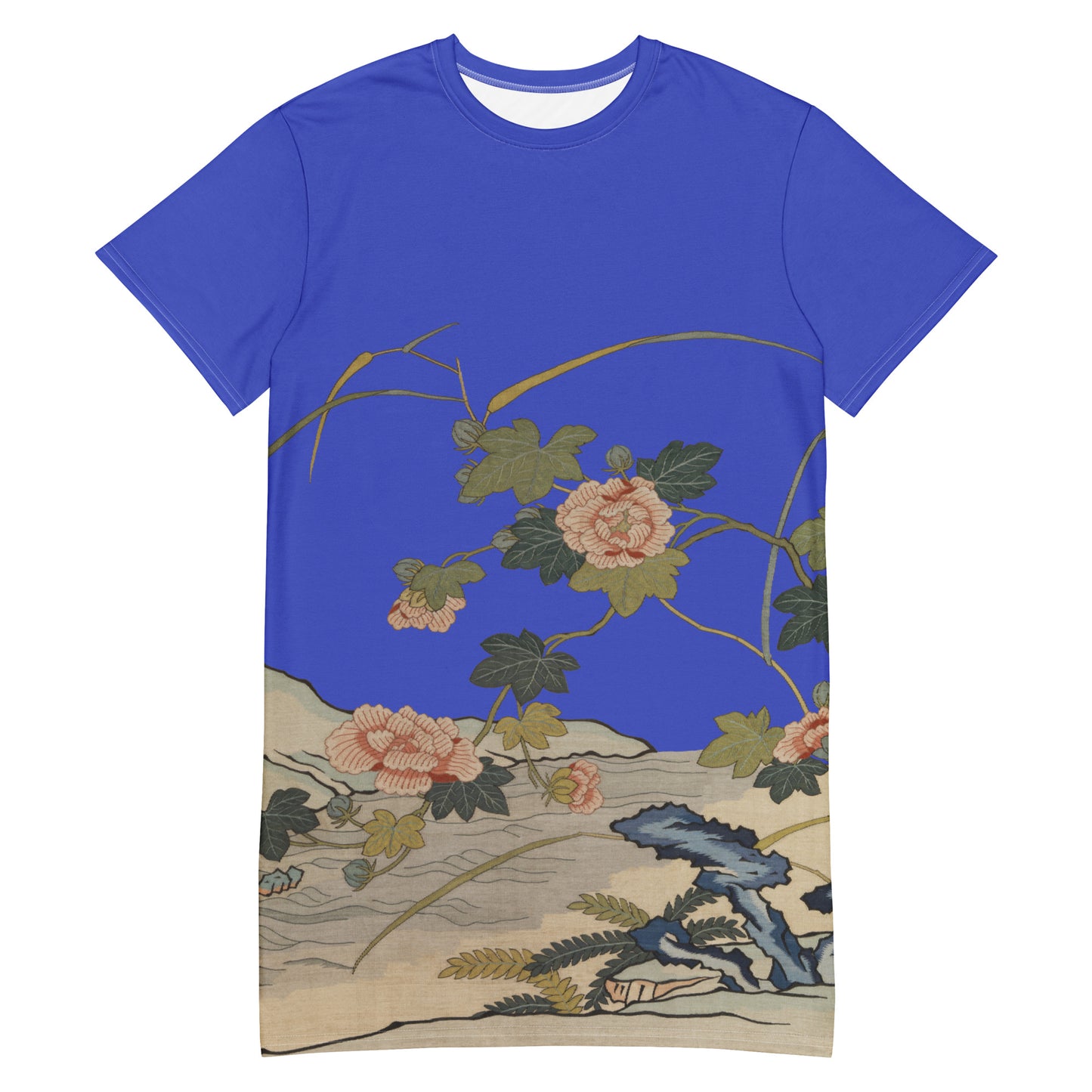 Kesi Flower Album｜Hibiscus by the Water｜T-shirt dress｜Royal blue