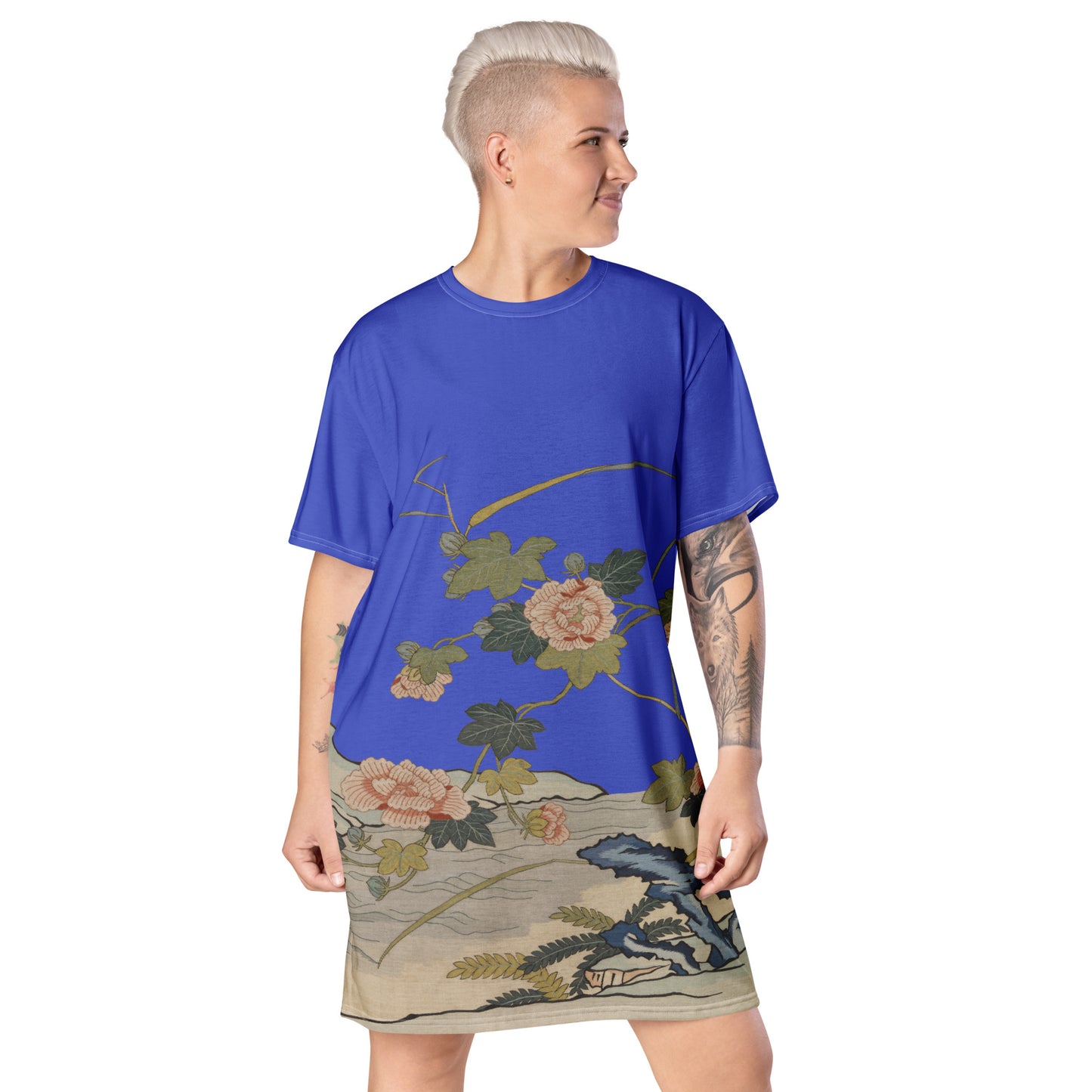 Kesi Flower Album｜Hibiscus by the Water｜T-shirt dress｜Royal blue