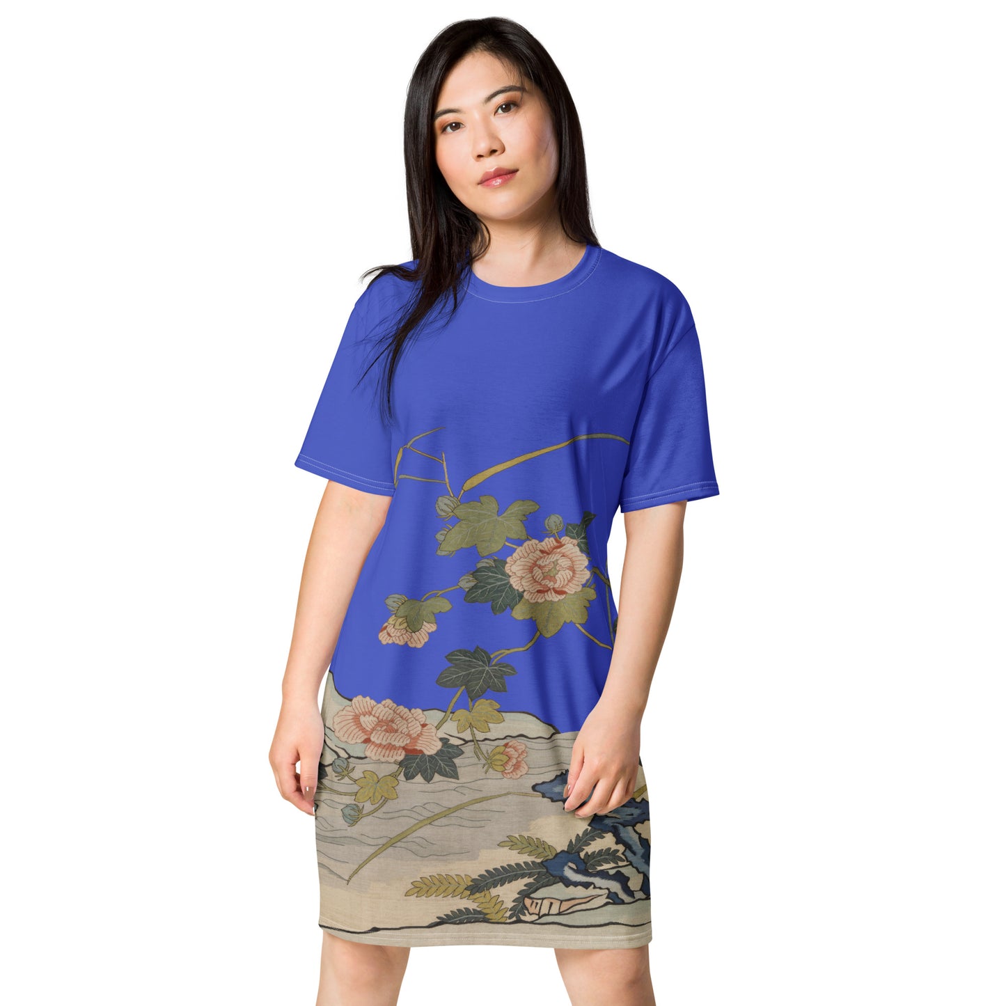 Kesi Flower Album｜Hibiscus by the Water｜T-shirt dress｜Royal blue