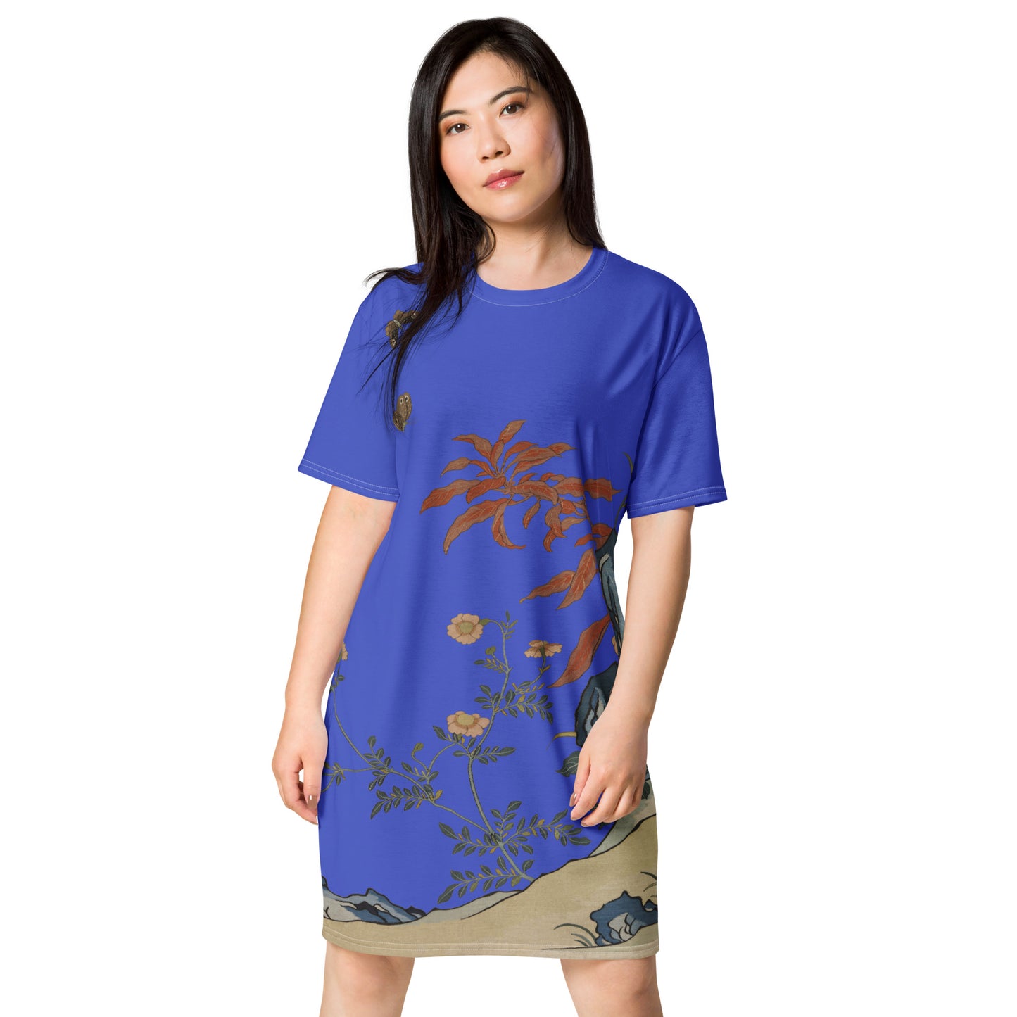 Kesi Flower Album｜Butterflies and Flowers｜T-shirt dress｜Royal blue