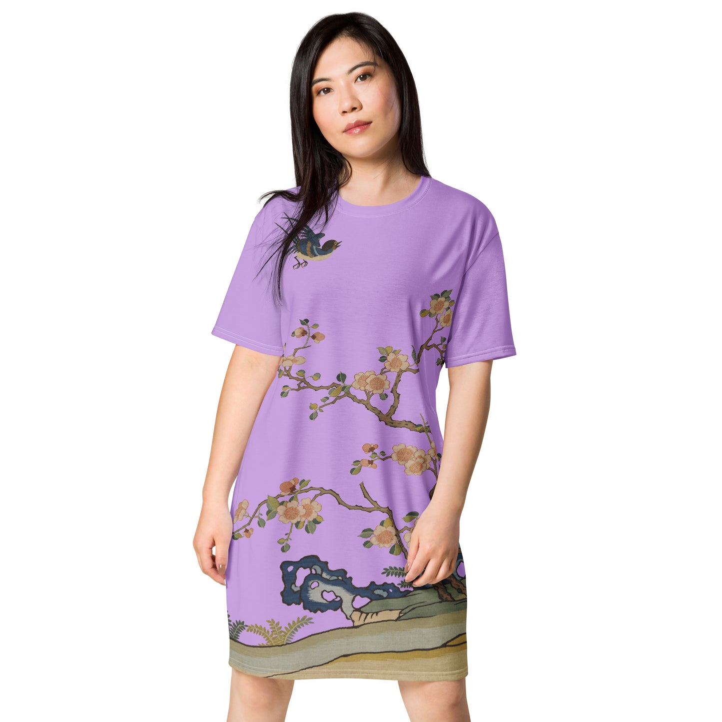 Kesi Flower Album｜Swallow in Flight, Harbinger of Spring｜T-shirt dress｜Lilac