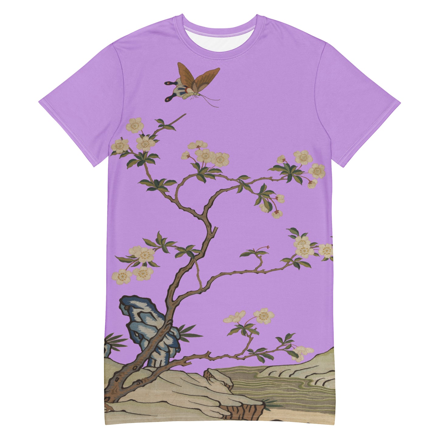 Kesi Flower Album｜Plum Blossoms and Butterfly｜T-shirt dress｜Lilac