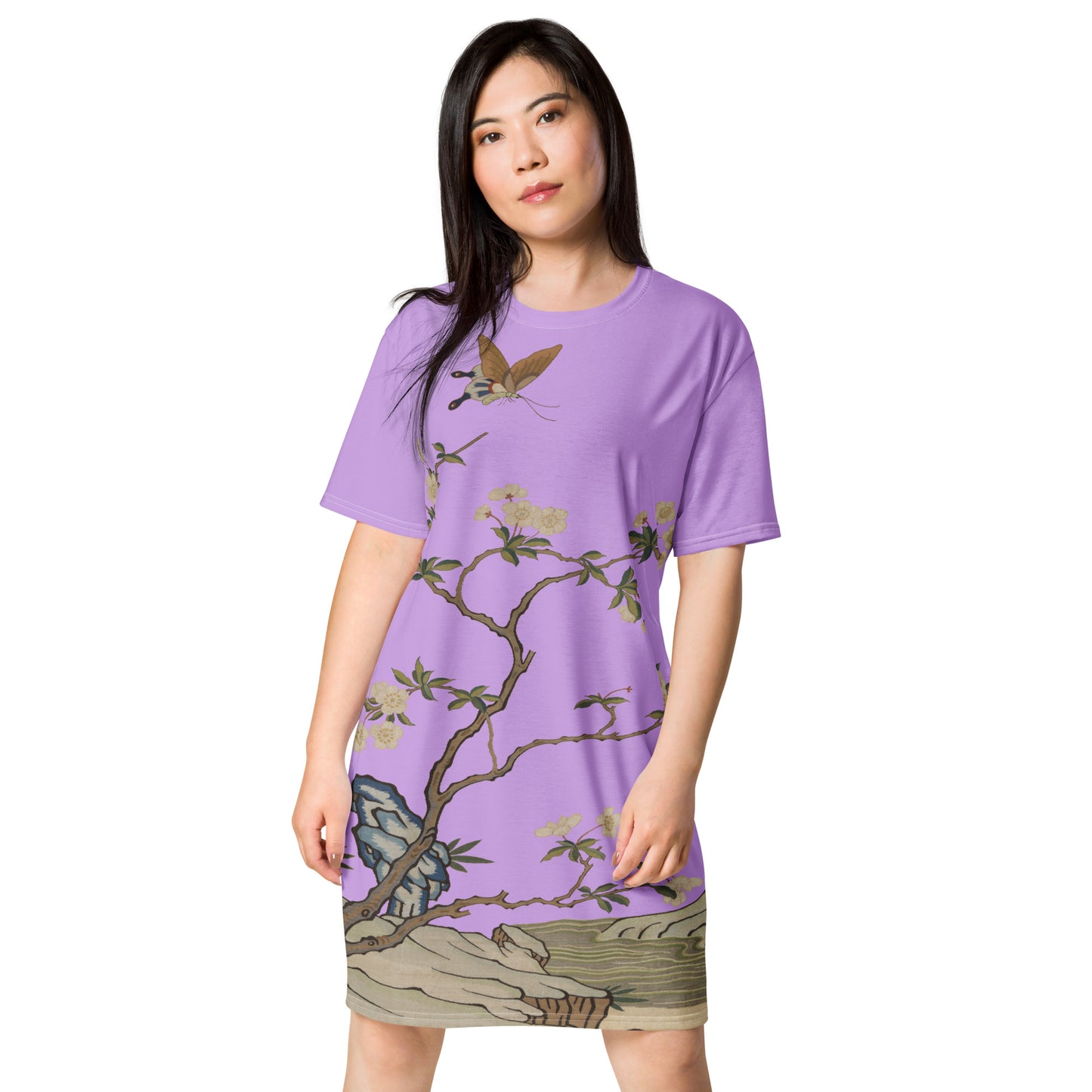 Kesi Flower Album｜Plum Blossoms and Butterfly｜T-shirt dress｜Lilac