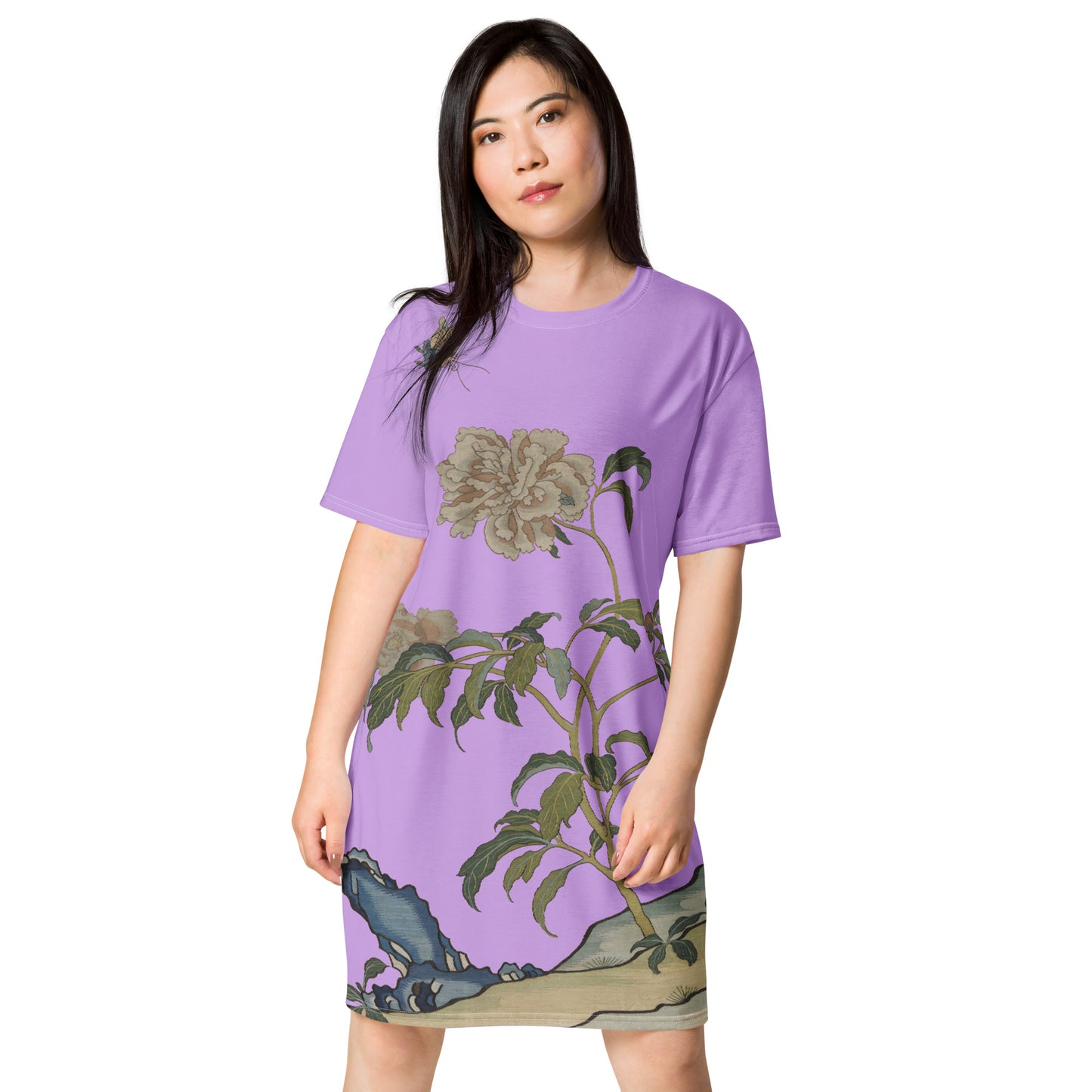 Kesi Flower Album｜Peonies and Butterfly｜T-shirt dress｜Lilac