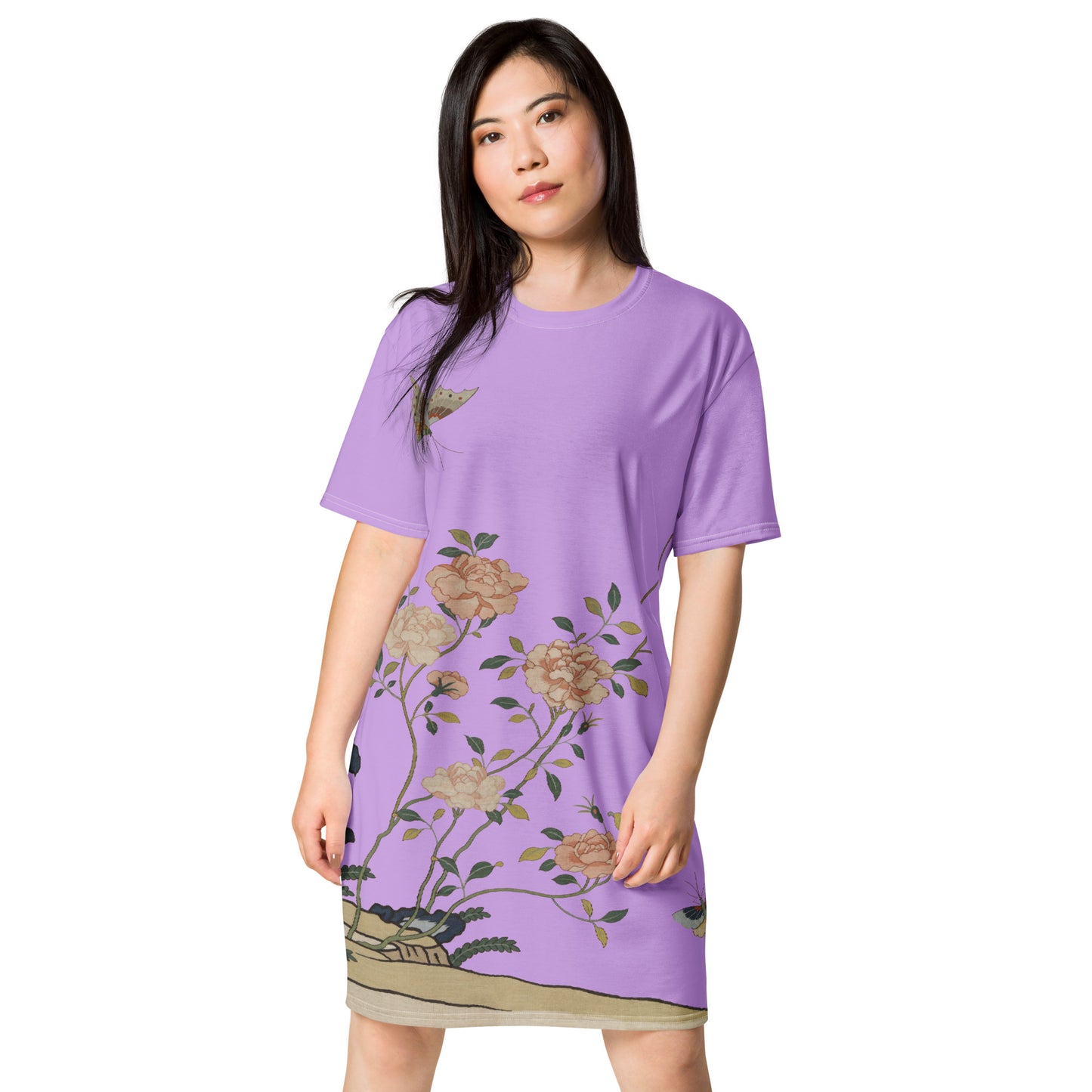 Kesi Flower Album｜Red Roses｜T-shirt dress｜Lilac