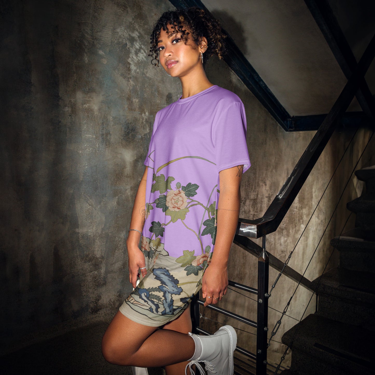 Kesi Flower Album｜Hibiscus by the Water｜T-shirt dress｜Lilac