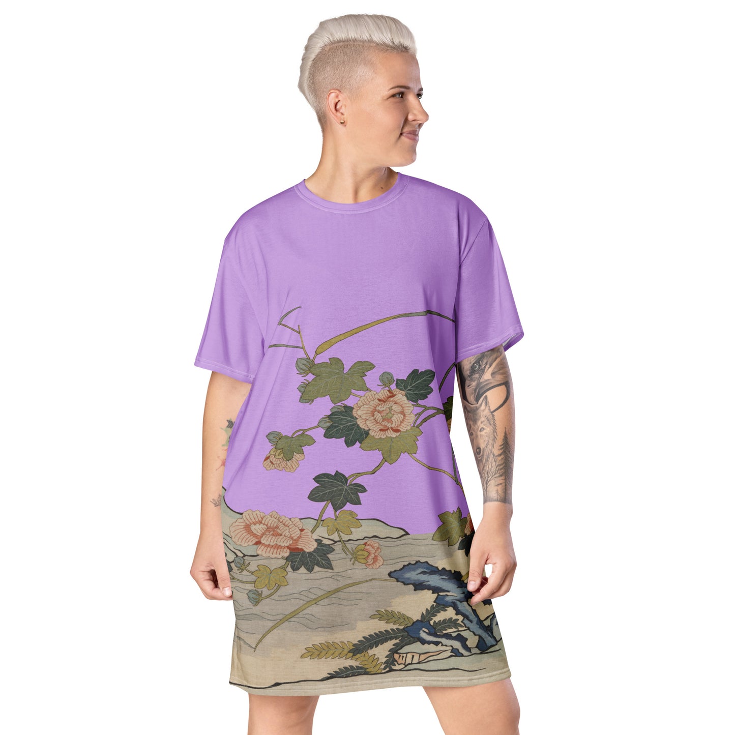 Kesi Flower Album｜Hibiscus by the Water｜T-shirt dress｜Lilac