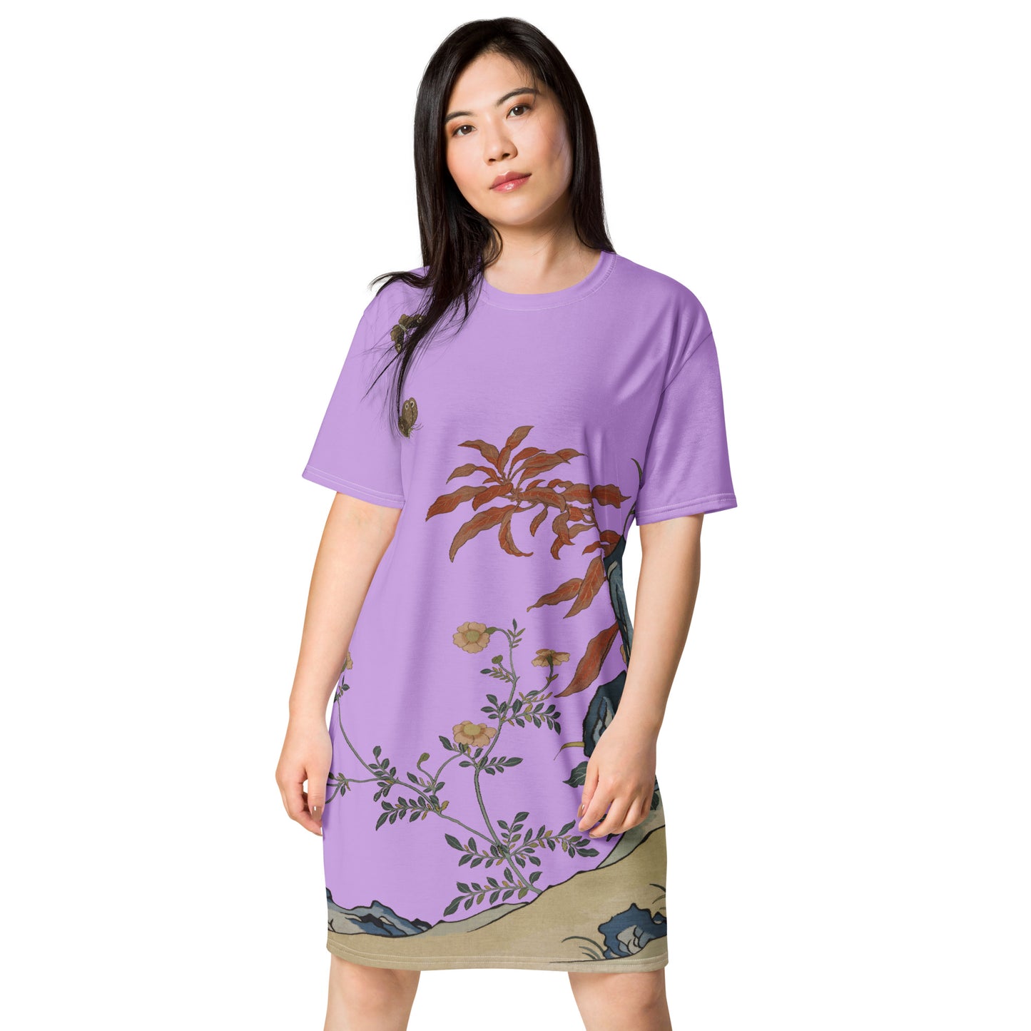 Kesi Flower Album｜Butterflies and Flowers｜T-shirt dress｜Lilac