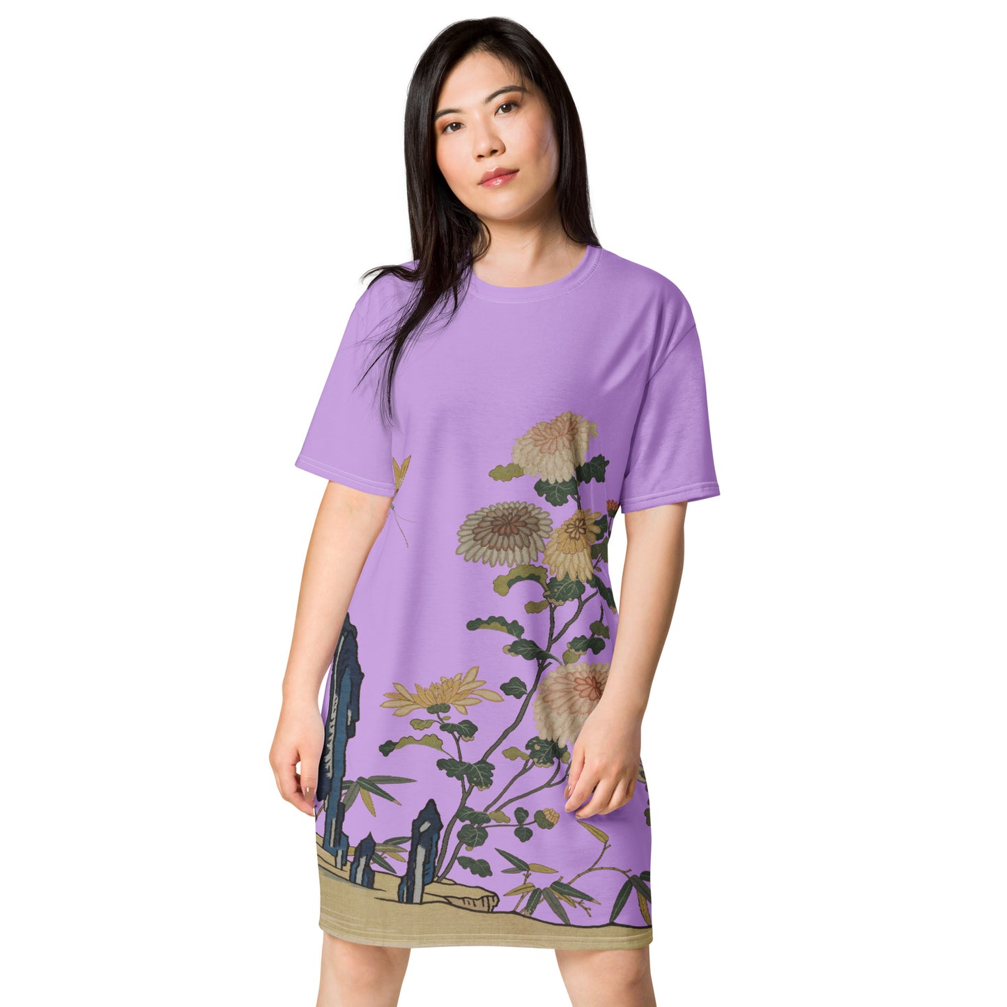 Kesi Flower Album｜Chrysanthemums and Butterflies｜T-shirt dress｜Lilac